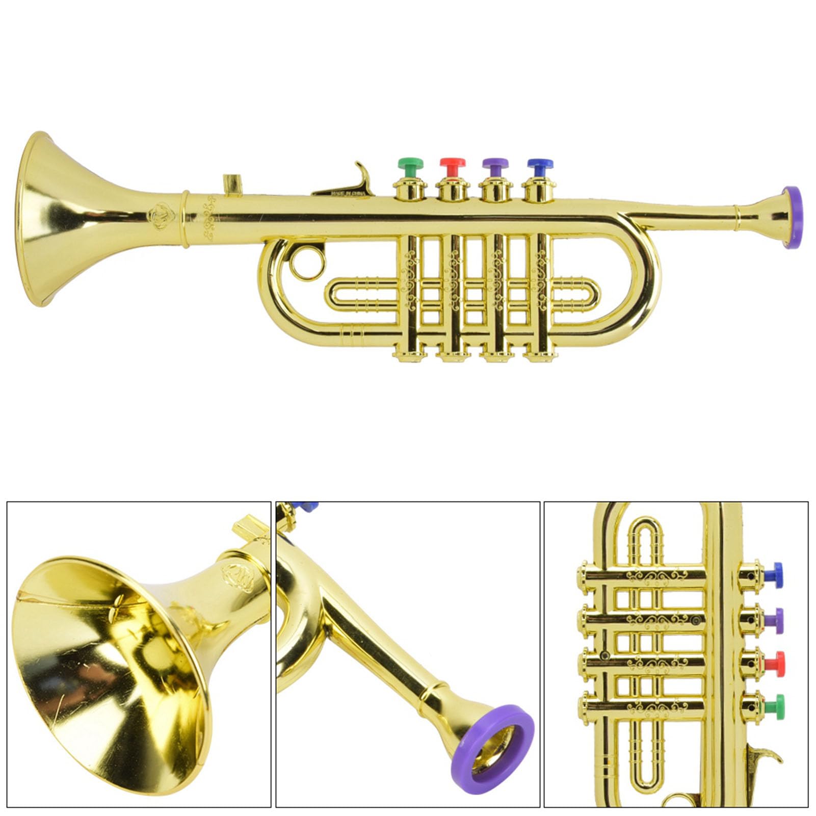 Haofy Kid Trumpet, Golden Coated, Lightweight Plastic Wind Instrument for Preschool Music Toy - Image 3