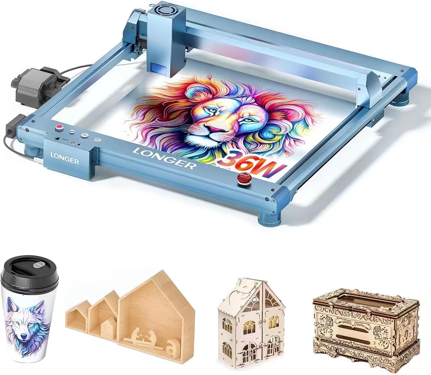 Longer B1 30W Laser Engraver, 36000mW Output Laser Cutter Machine with Auto Air Assist, Engraving Area 17.72"x17.32", DIY Laser Engraver for Wood and Metal,Engraving Speed of 36000 mm/min