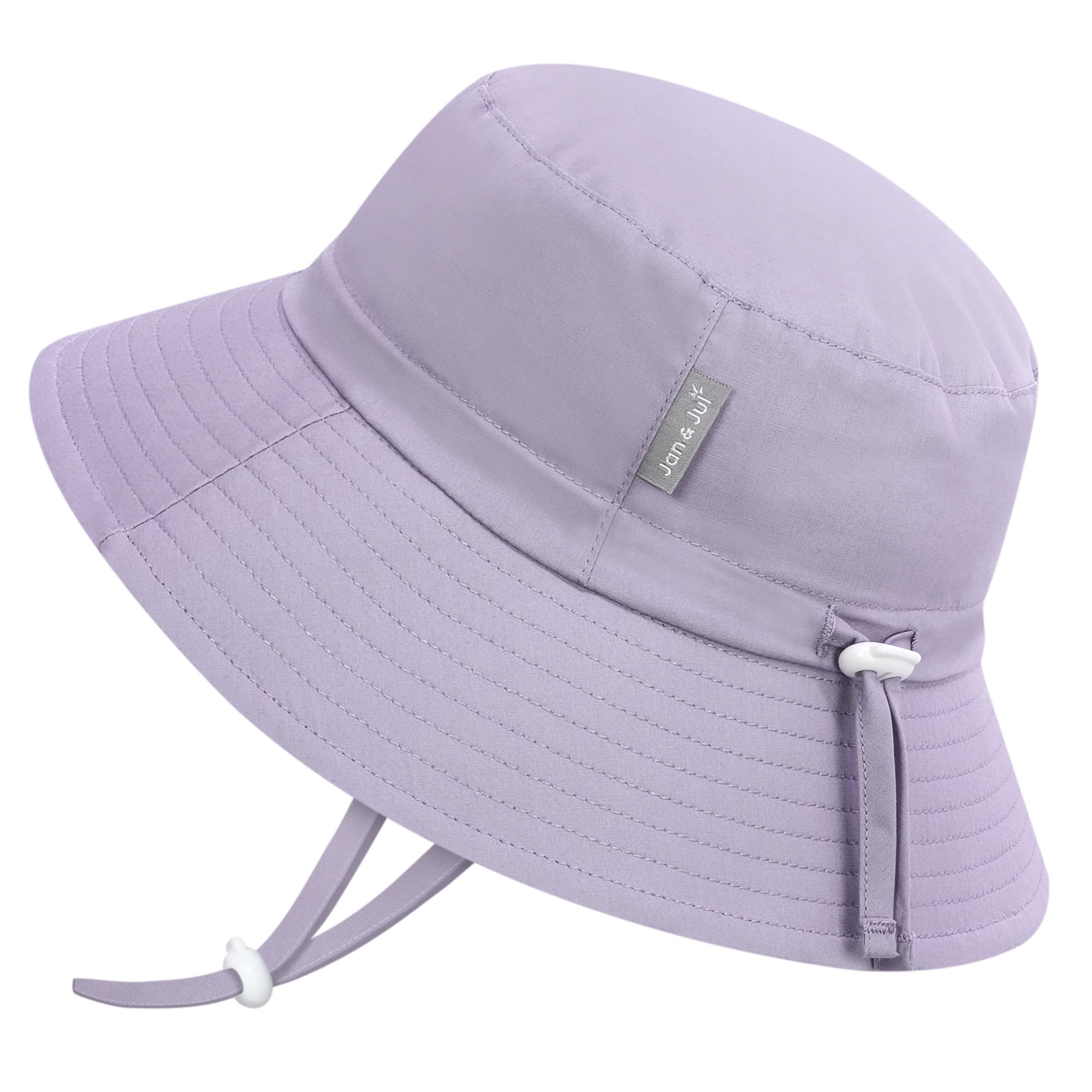 JAN & JUL Girls' Cotton Bucket Hat, Adjustable Sun-Hat with 50+ UPF for Babies and Toddlers (M: 6-24 Months, Dusty Purple)