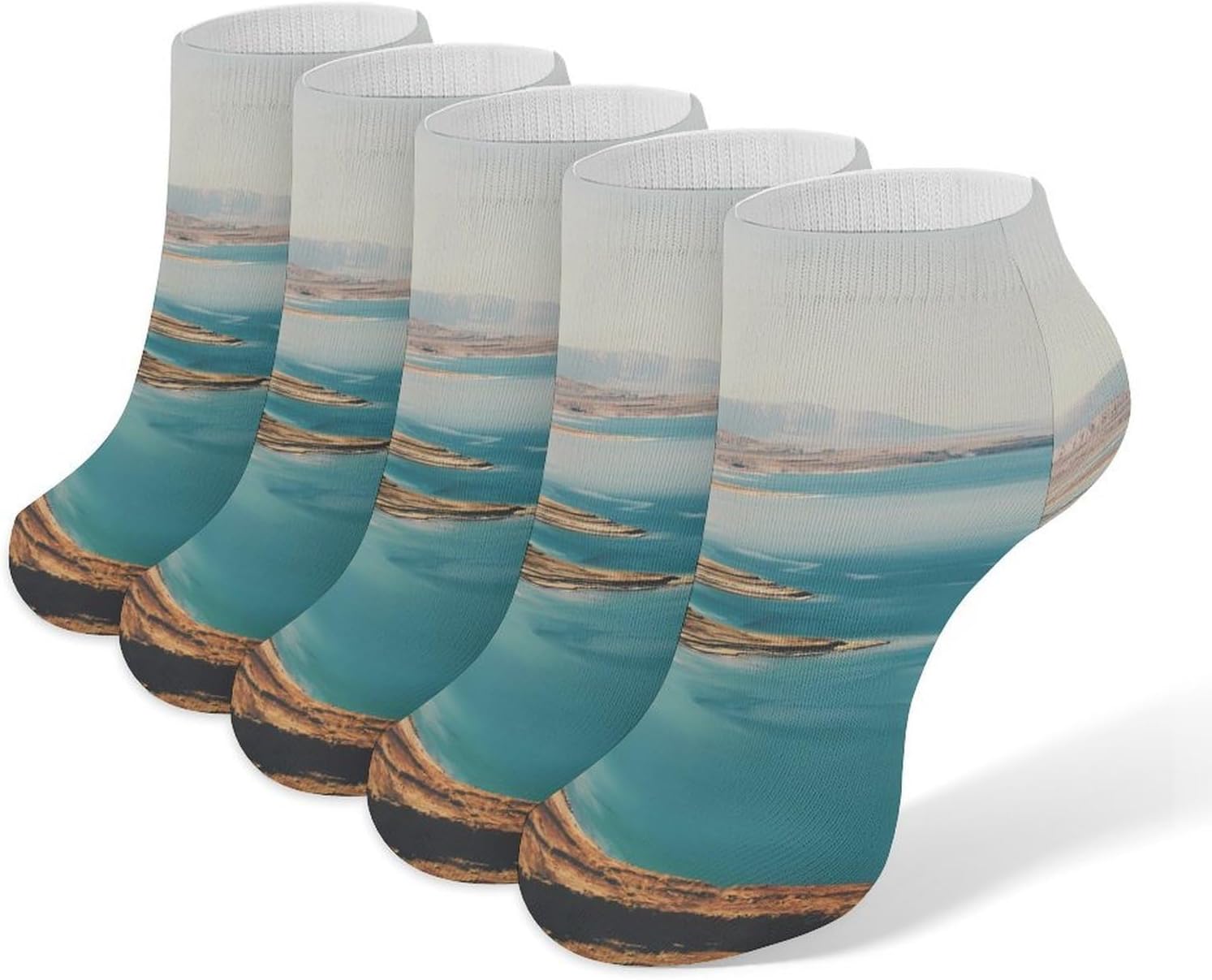 Dead Seal No Show Ankle Socks Low Cut Non Slip Flat Boat Line 5 Pairs Set