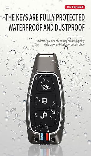 Miniatura 8 de ontto Funda para llavero de 3 botones para Ford Focus ST, funda de llave de automóvil de doble protección, carcasa de metal y silicona para llave de