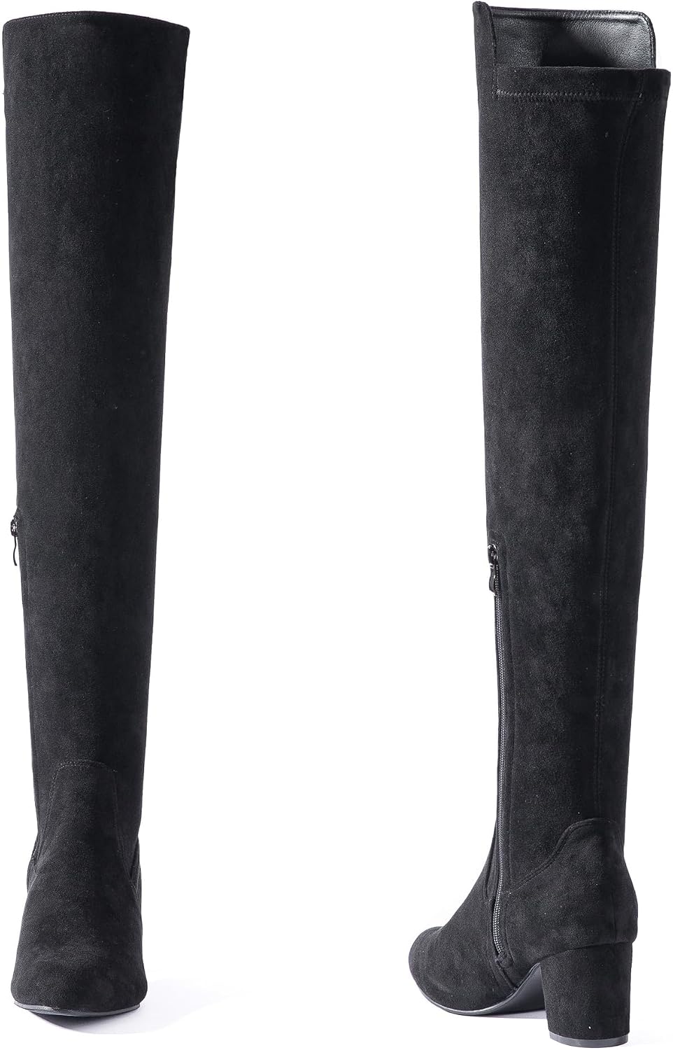 N.N.G Women Over the Knee Boots Thigh High Suede Black Block Low 2 Inch Heel Chunky Above Knee Winter Pointed toe