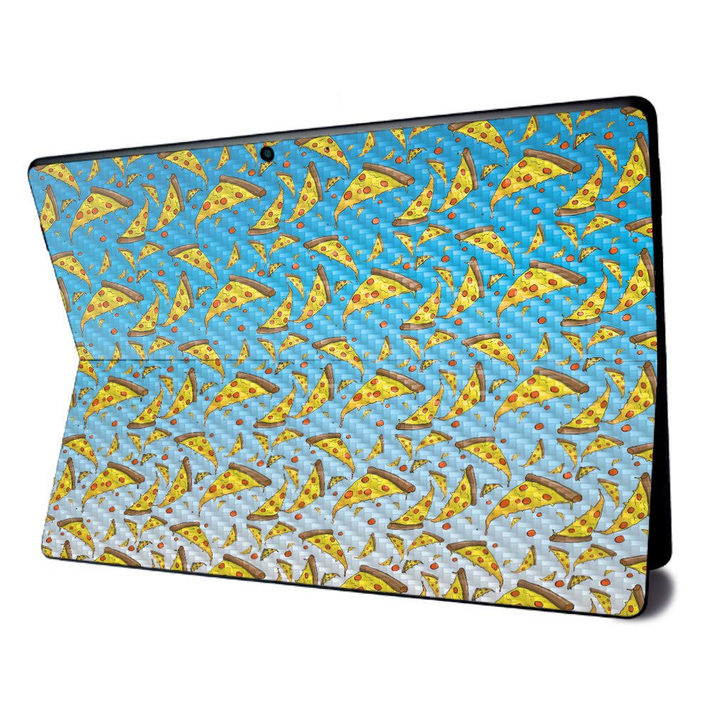 MightySkins Carbon Fiber Skin for Microsoft Surface Pro X - Raining Pizza | Textured Carbon Fiber Finish | Easy to Apply, Remove, and Change Styles | Made in The USA