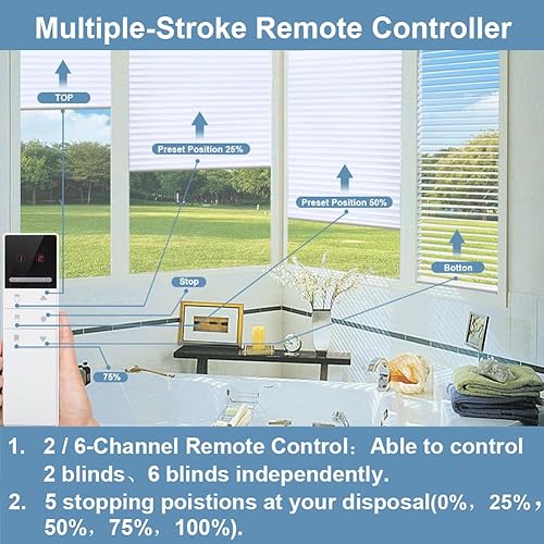 Miniatura 4 de TIPIACE Persianas motorizadas recargables, opacas, de tela gruesa, impermeable, compatible con Alexa Google a través de Hub (blanco puro)