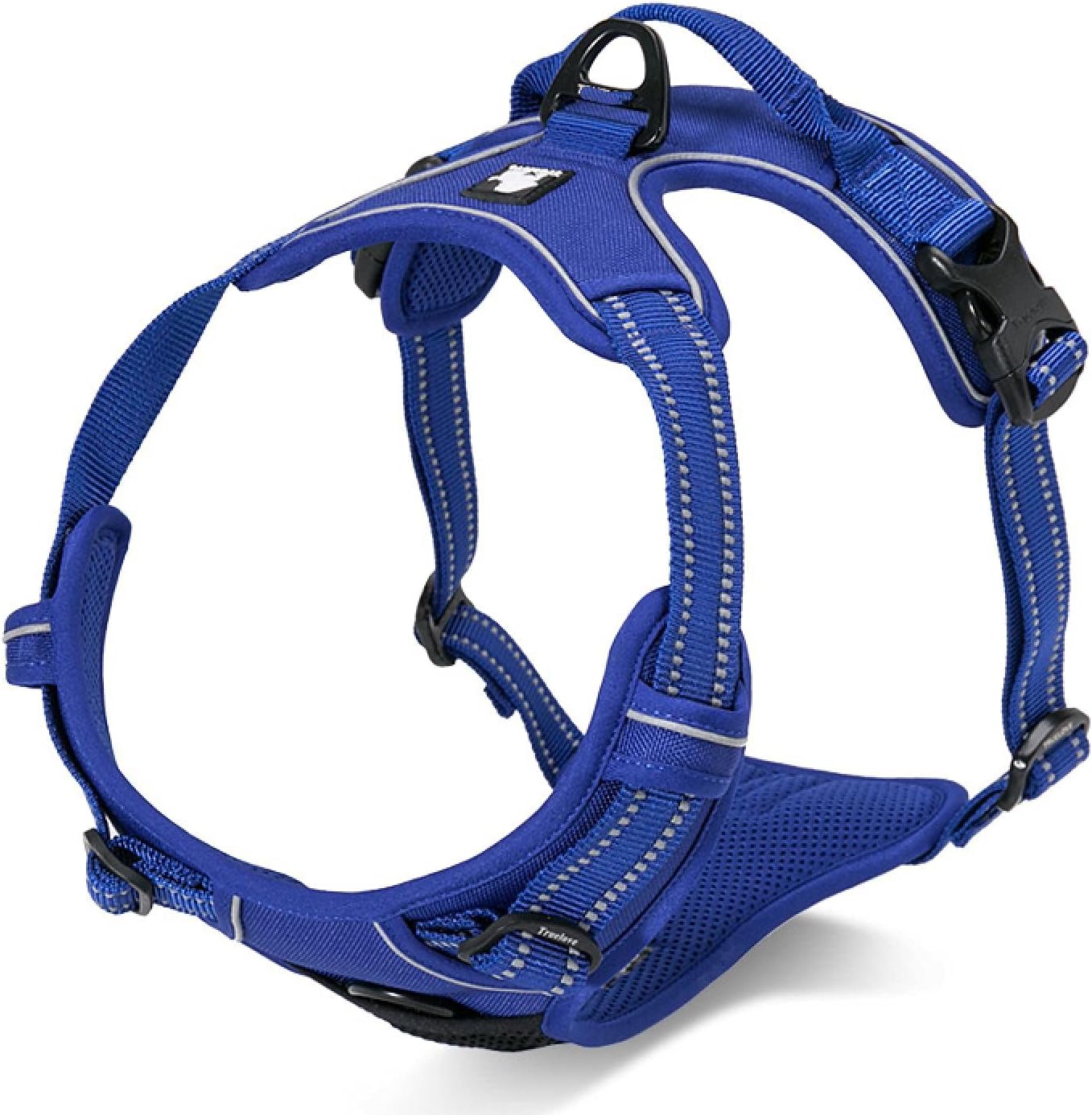 Reflective nylon large pet dog harness all-weather filling adjustable safety dog with car lead pet L royablue