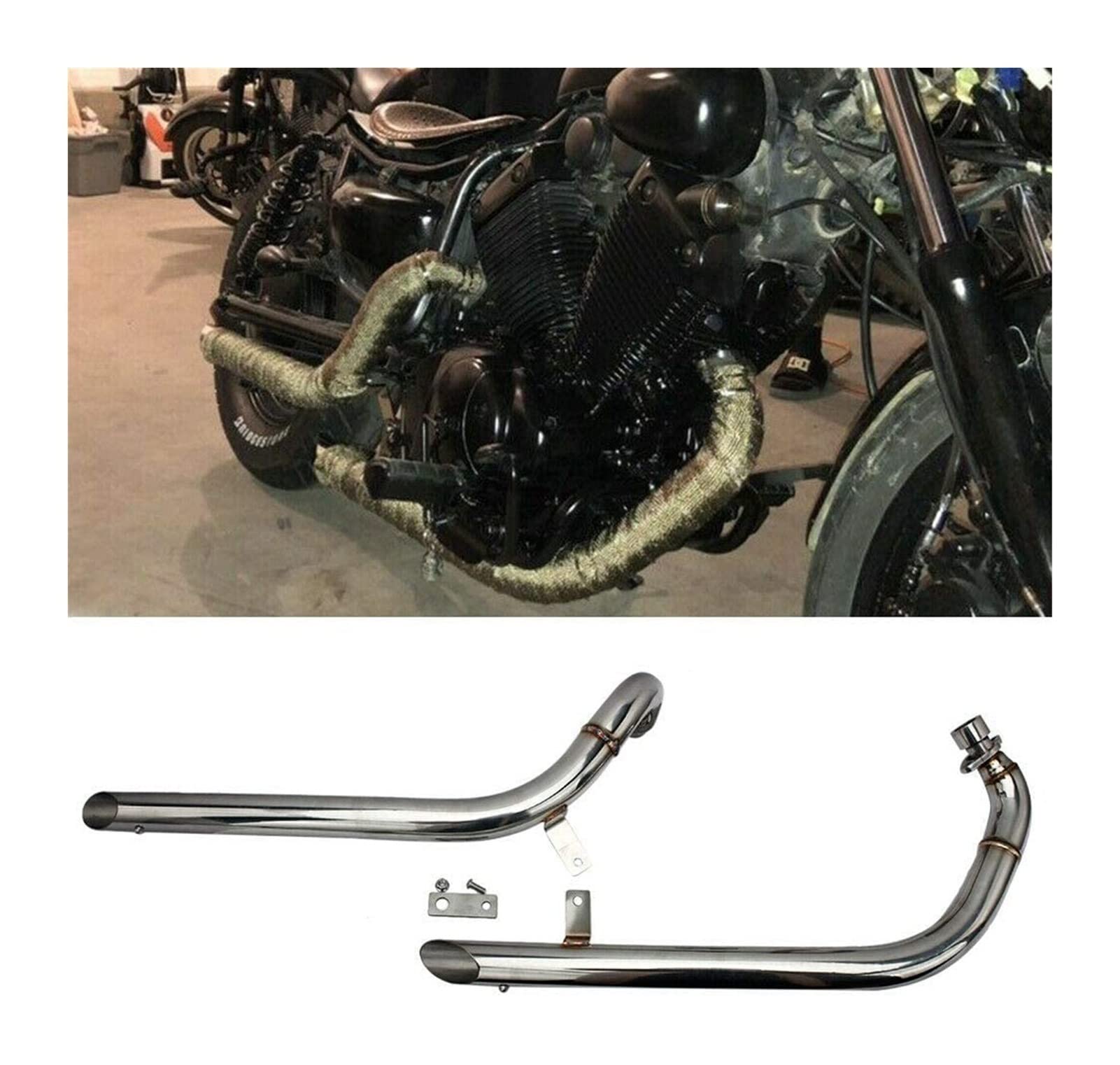 Reductor Ruido para Yamaha para Virago para XV 535 para XV400 1987-2004 Silenciador Sistema De Escape Tubos Silenciador Tubo Escape Moto