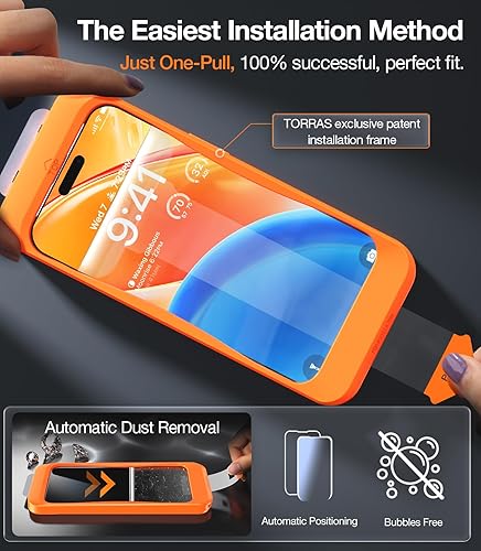 Miniatura 6 de TORRAS Diamond Shield - Protector de pantalla para iPhone 15 Pro protección de grado militar 9H+ irrompible, inastillable, vidrio templado