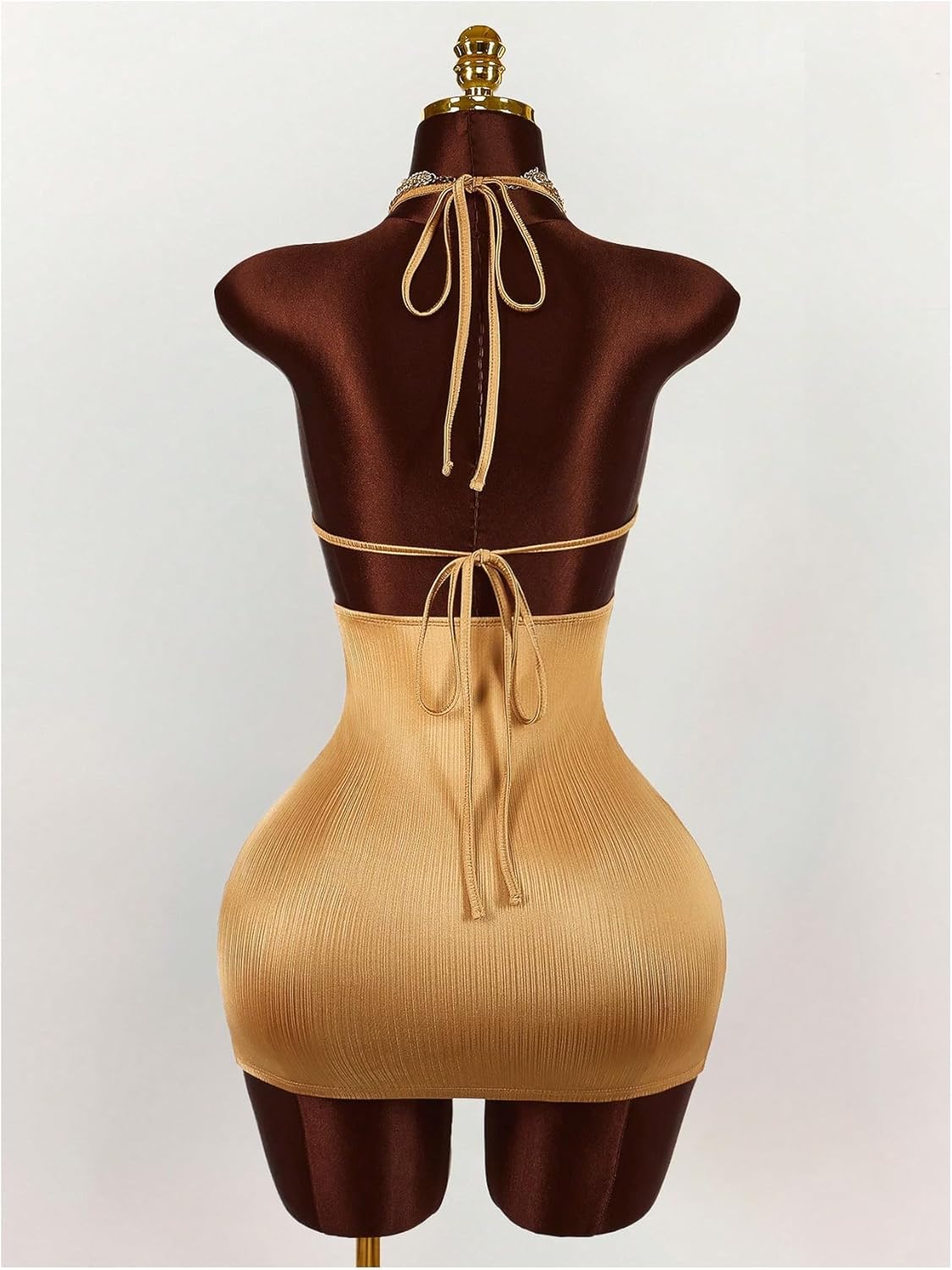 Milumia Women's Metallic Cut Out Halter Mini Dress Sleeveless Backless Party Bodycon Short Dresses - Image 4