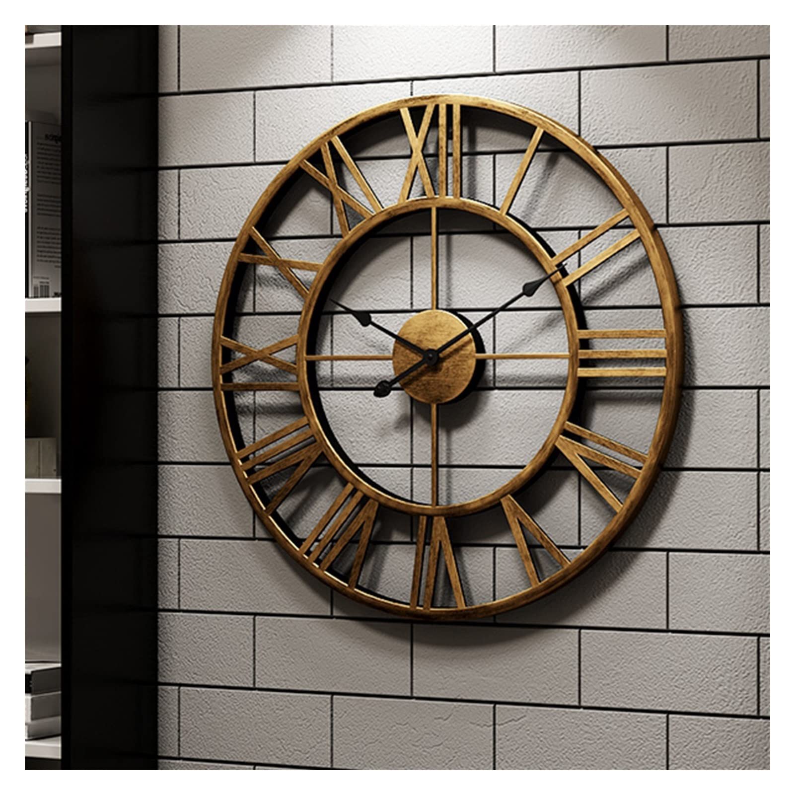 Saturey Relojes de Pared Metal Retro 6 0cm Reloj de Pared Grande Estéreo Número Romano Mute Reloj de Pared Decorativo Relojes de Pared Salon