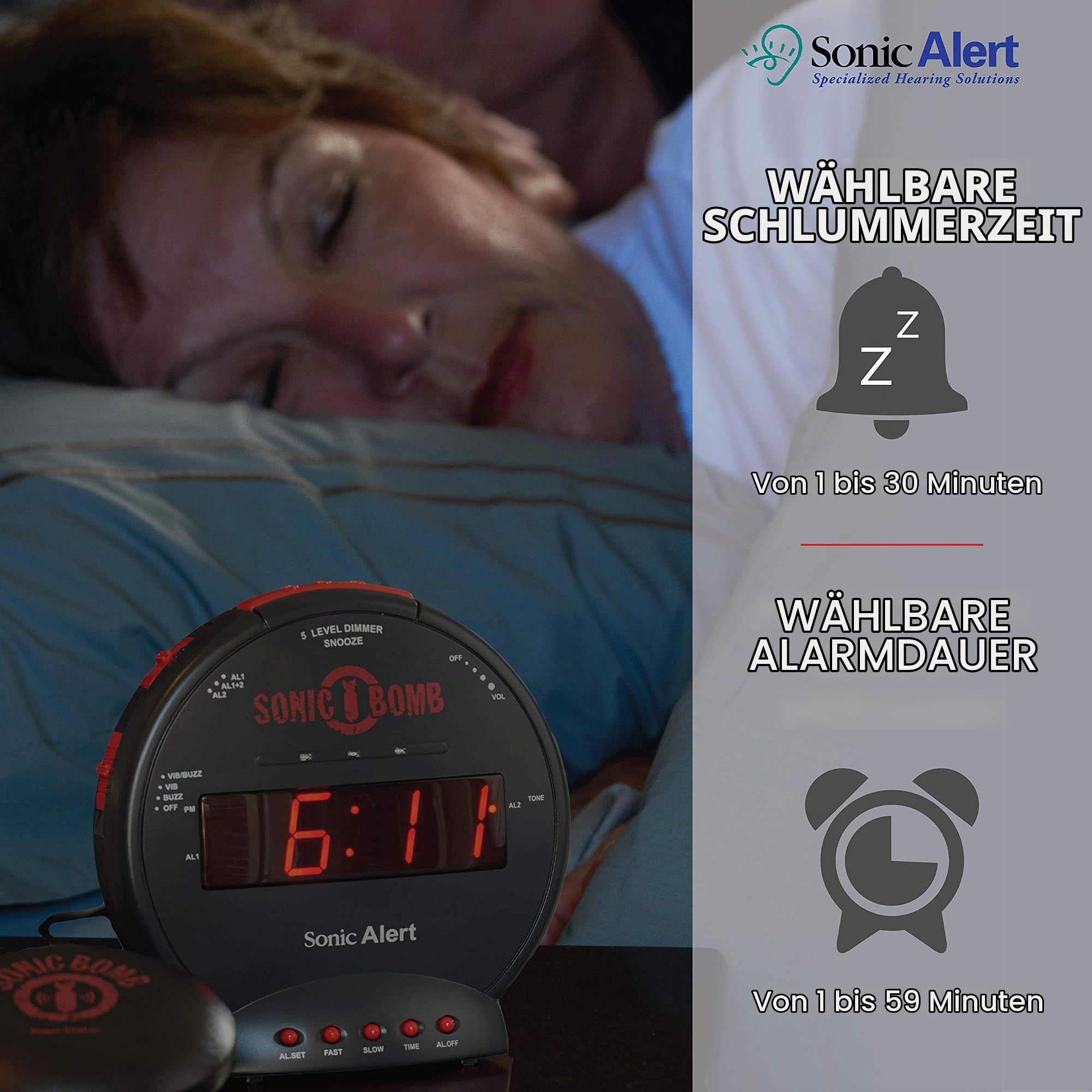 Geemarc SBB500 Super Laut Vibrations Wecker (85dB) - Schwarz