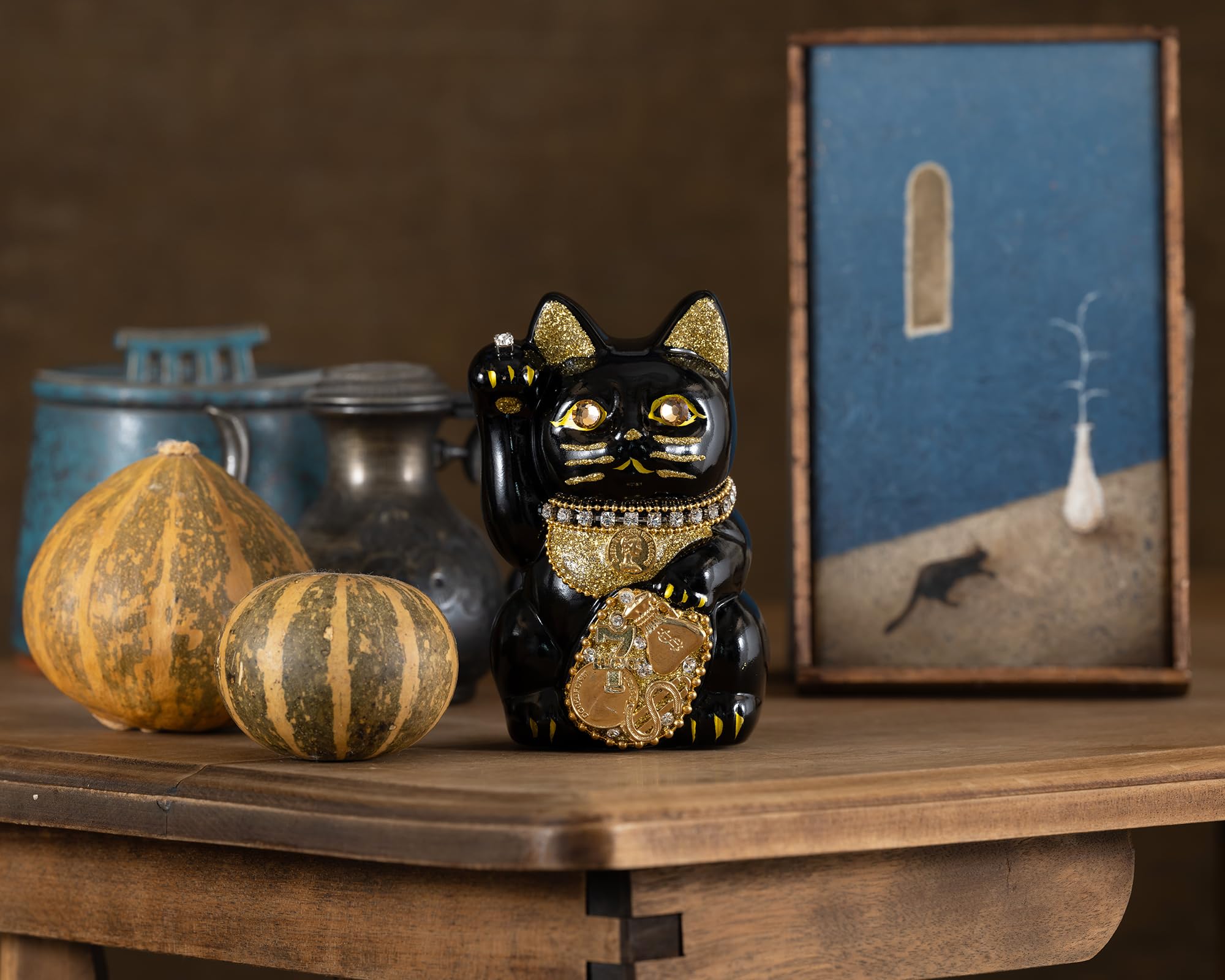 ⭐️59匹⭐️招き猫⭐️御頼み猫⭐️ゴマスリ猫⭐️よろしゅう猫⭐️置物 Amazon.co.jp: ご縁猫 ミリオネアキャット(S-SIZE 黒 Black