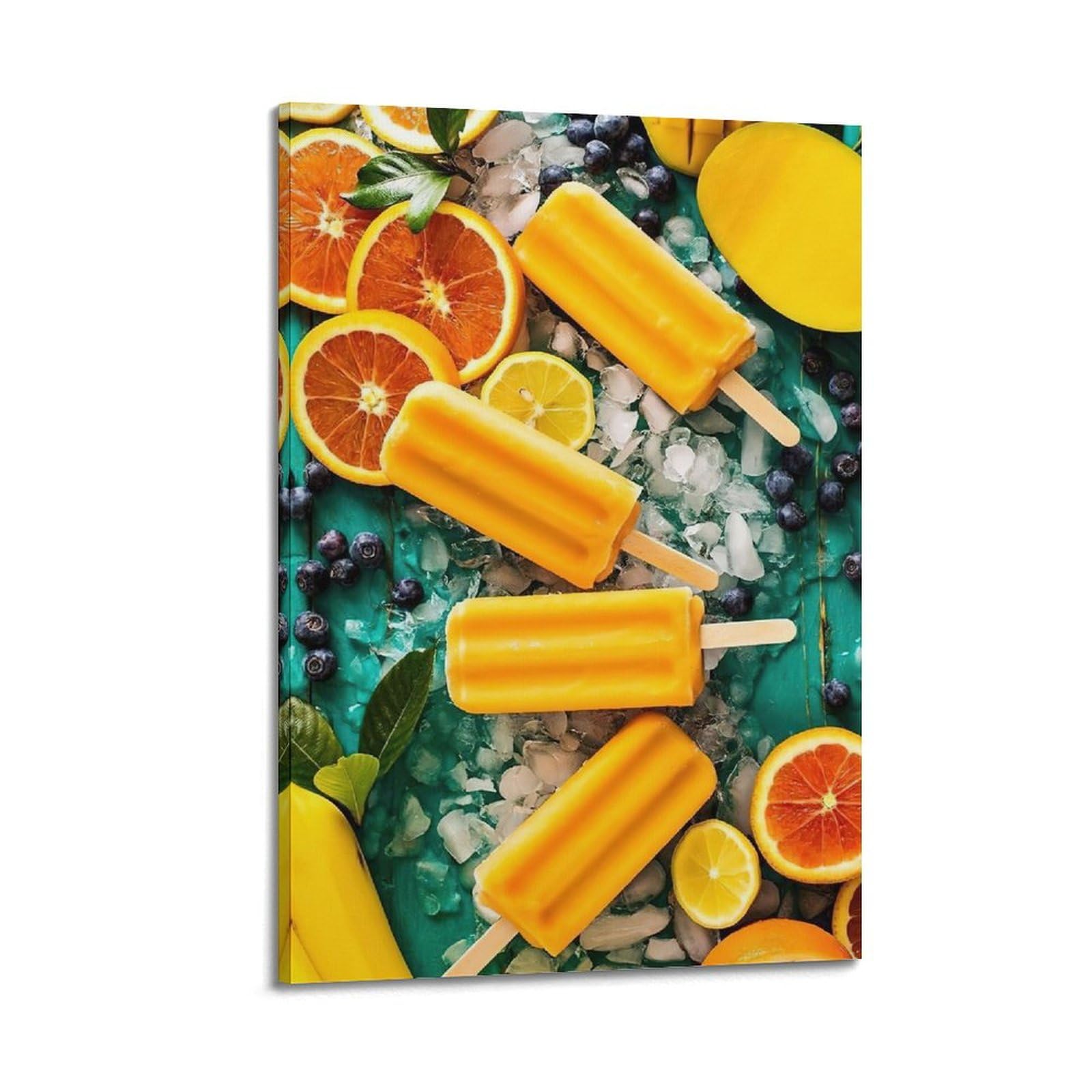 Poster fruits et sucettes orange 60x90cm pour déco de chambre