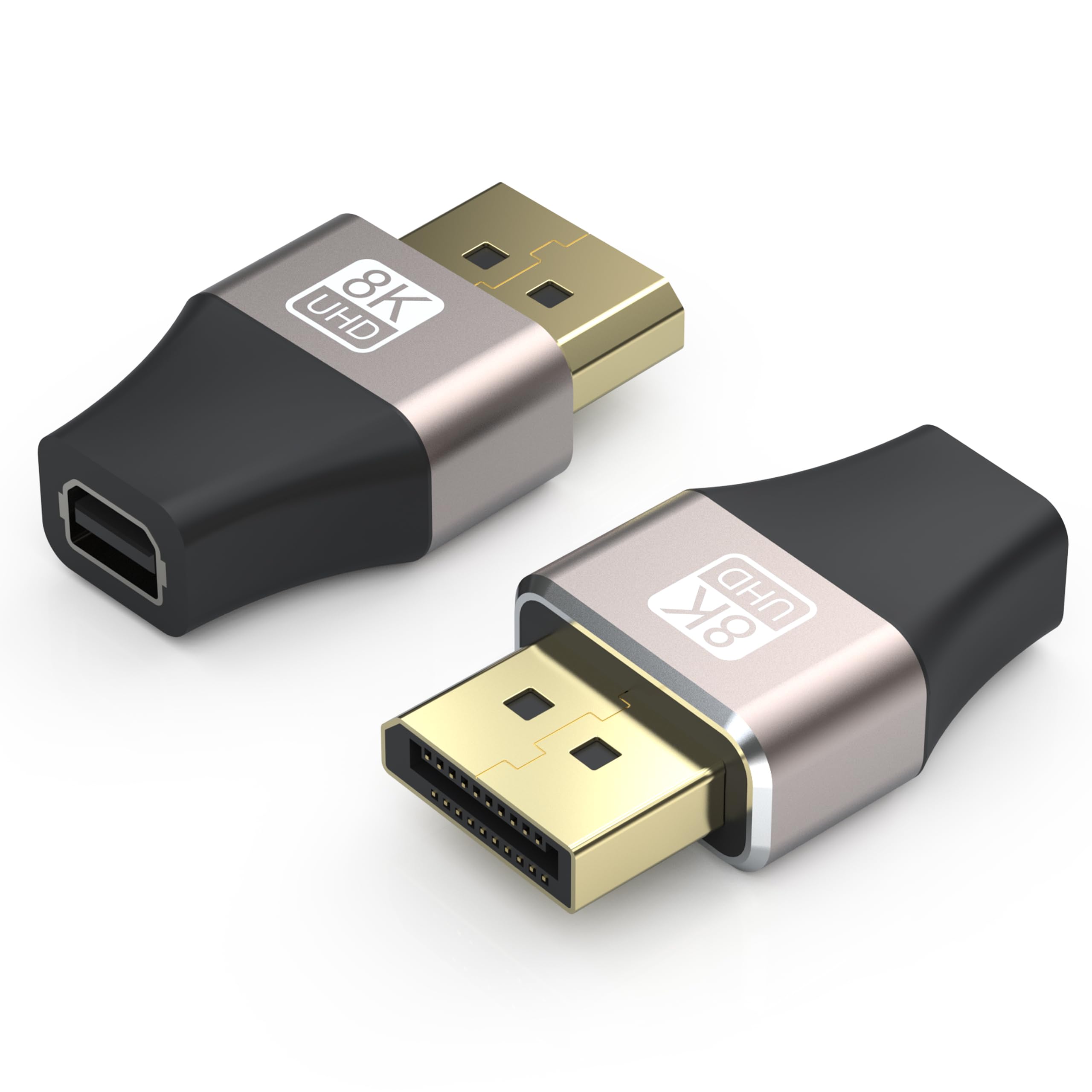 VMOJO Mini DisplayPort auf DisplayPort Adapter, Bidirektional Mini DP auf DP 1.4 Konverter, 8K@60Hz 4K@144Hz Maximale Auflösung, MacBook Kompatibel DisplayLink Adapter, 2 Stück