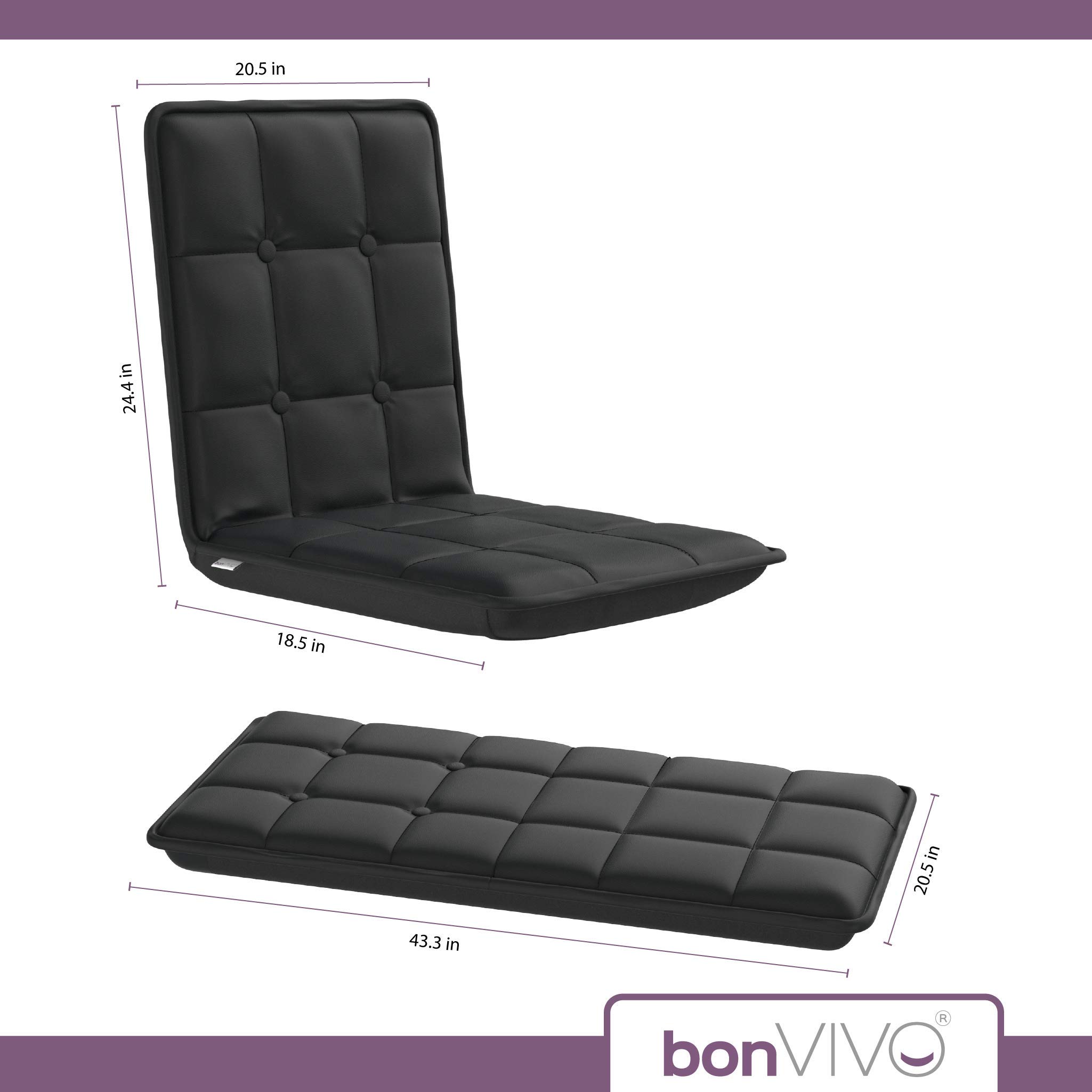 bonVIVO EASY Comfort Poltrona da Terra Pieghevole Regolabile | Seduta imbottita con schienale reclinabile per meditazione, lettura, yoga e relax. Portatile per casa e tempo libero.