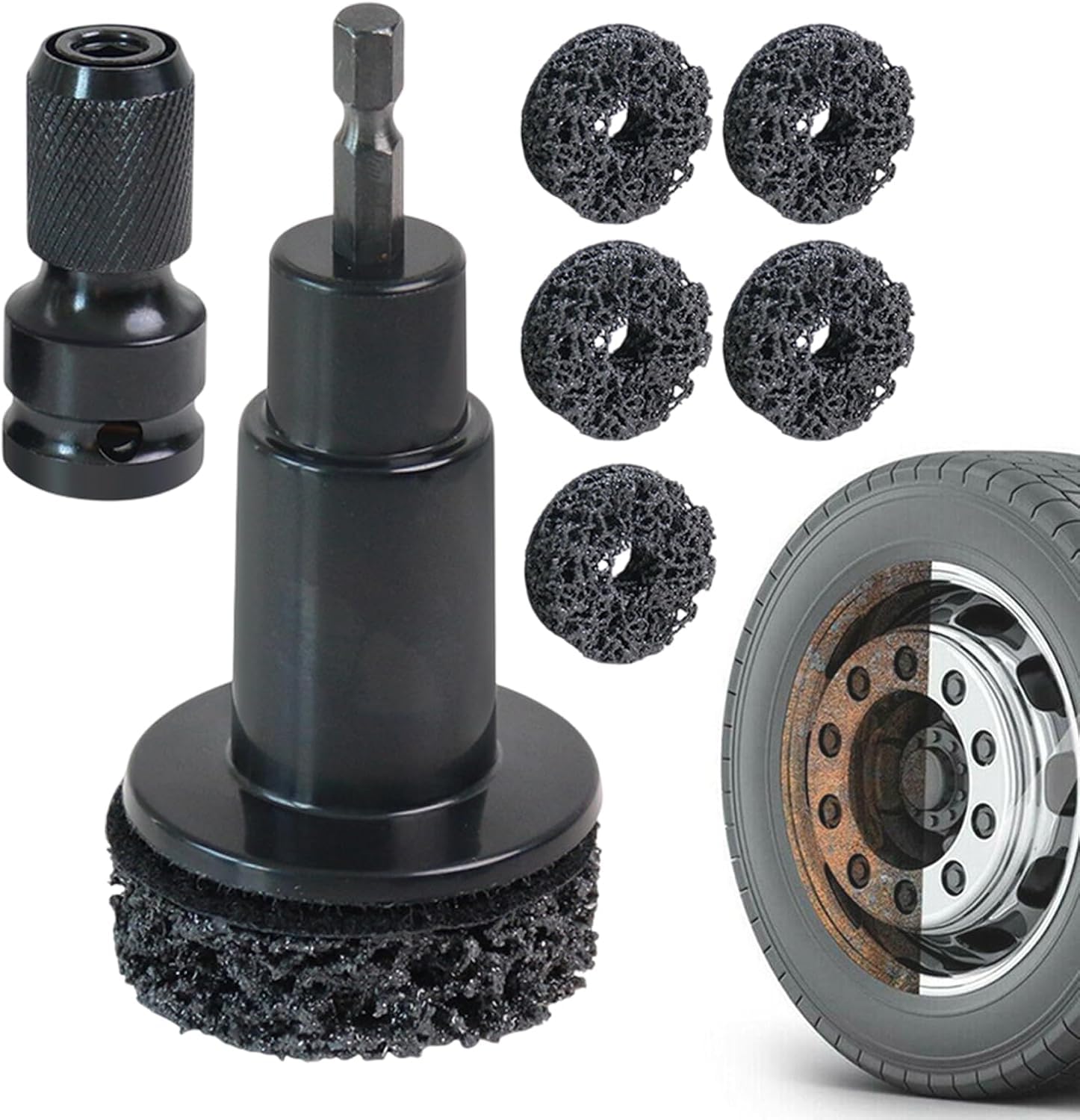 Stud Rust Removal Tool,Hub Cleaning Tool,Brake Hub Resurfacing Kit,Wheel Stud Cleaner,Polishing Maintenance Automotive Tool,Portable Rust Remover Cleaner Kit,Grinding Maintenance Cleaner Kit for Nuts-picture-13