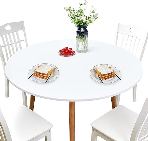 Miniatura 9 de NEWISHER Mantel redondo ajustable de elastano, mantel elástico negro con bordes elásticos para comedor, picnic, patio, 60 pulgadas