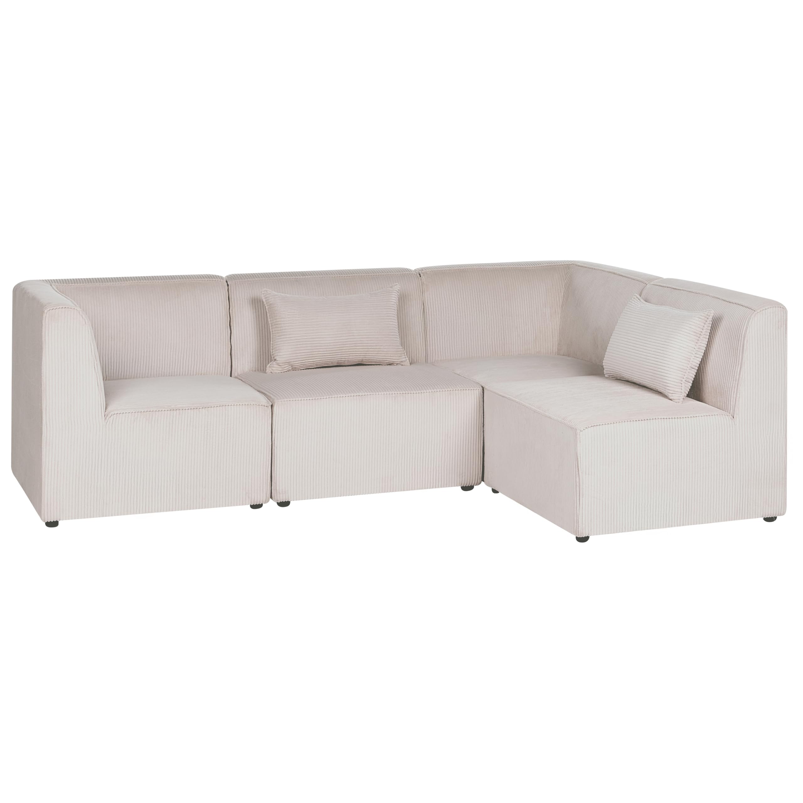 Sofa narożnik lewostronny modułowa 4-osobowa kanapa sztruksowa beżowy Lemvig