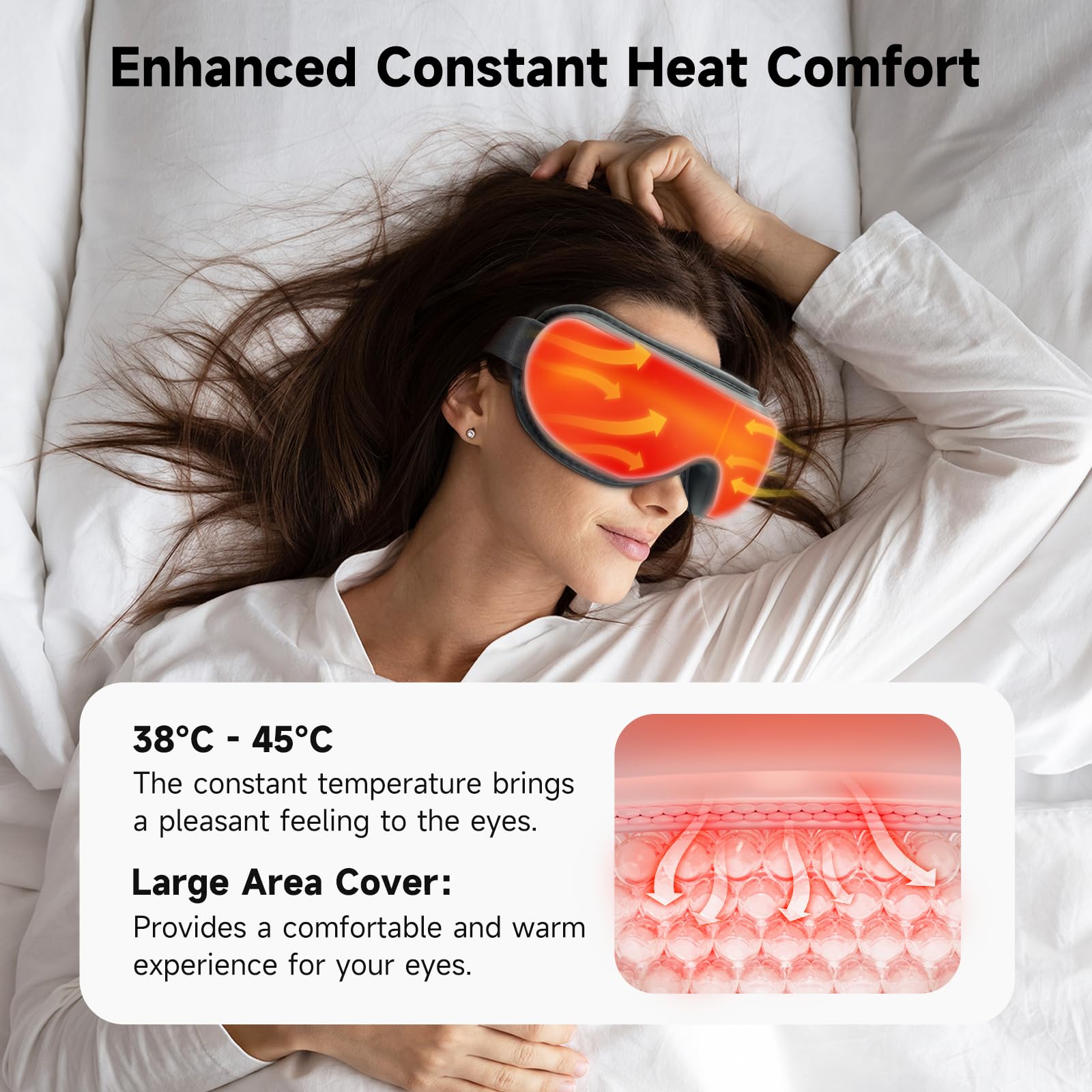Medcursor Masajeador de Ojos con Calor – Mascarilla Eléctrica con Compresión y Terapia de Calor para Aliviar la Fatiga Visual, Ojos Secos y Mejorar la Calidad del Sueño
