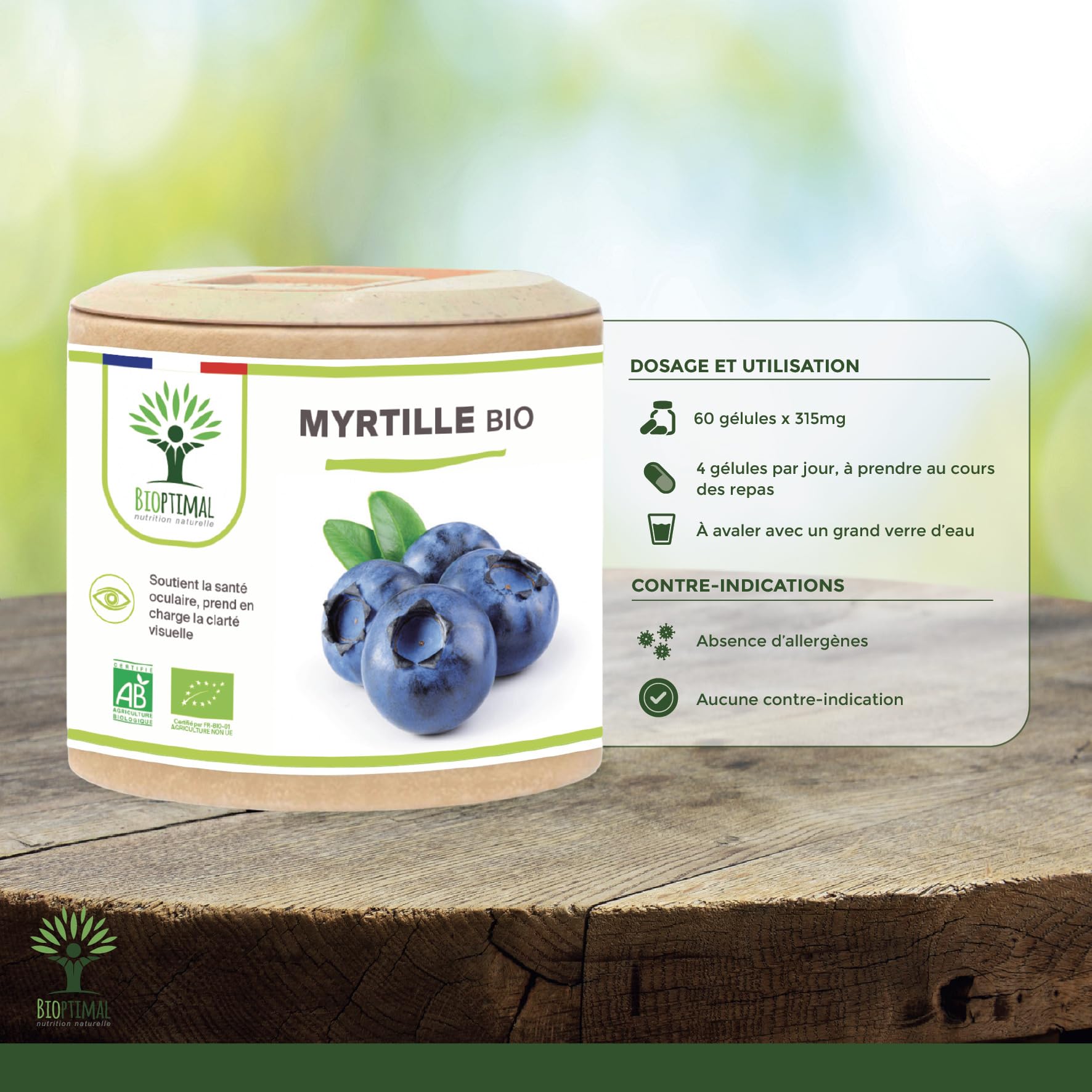 Complément Alimentaire Myrtille Bio - 120 Gélules - Fabriqué En France, Pour La Vision Et La Mémoire
