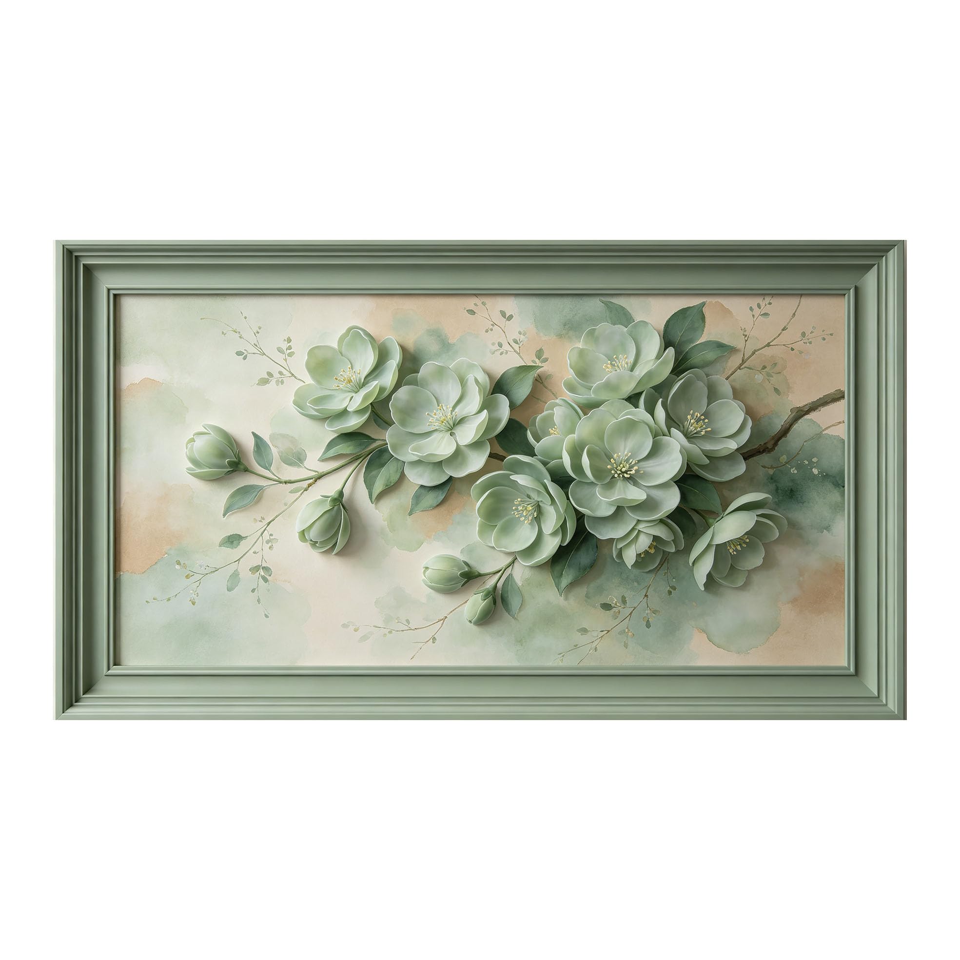Murasolite 3D Framed Wall Art Botanical Floral Watercolor SelfAdhesive Fabric Mural Wall Decor， Peel and Stick No Damage to Wall， AntiFall Safe Design for Bedroom Living Room