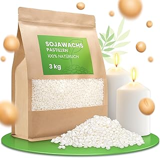 molinoRC 3 kg Sojawachs für Kerzen [100% pflanzlich] - Reines Premium Soja Wachs für Kerzen mit Langer Brenndauer - Creme weißes Soja Kerzenwachs zum Gießen - Soy Wax for Candle Making