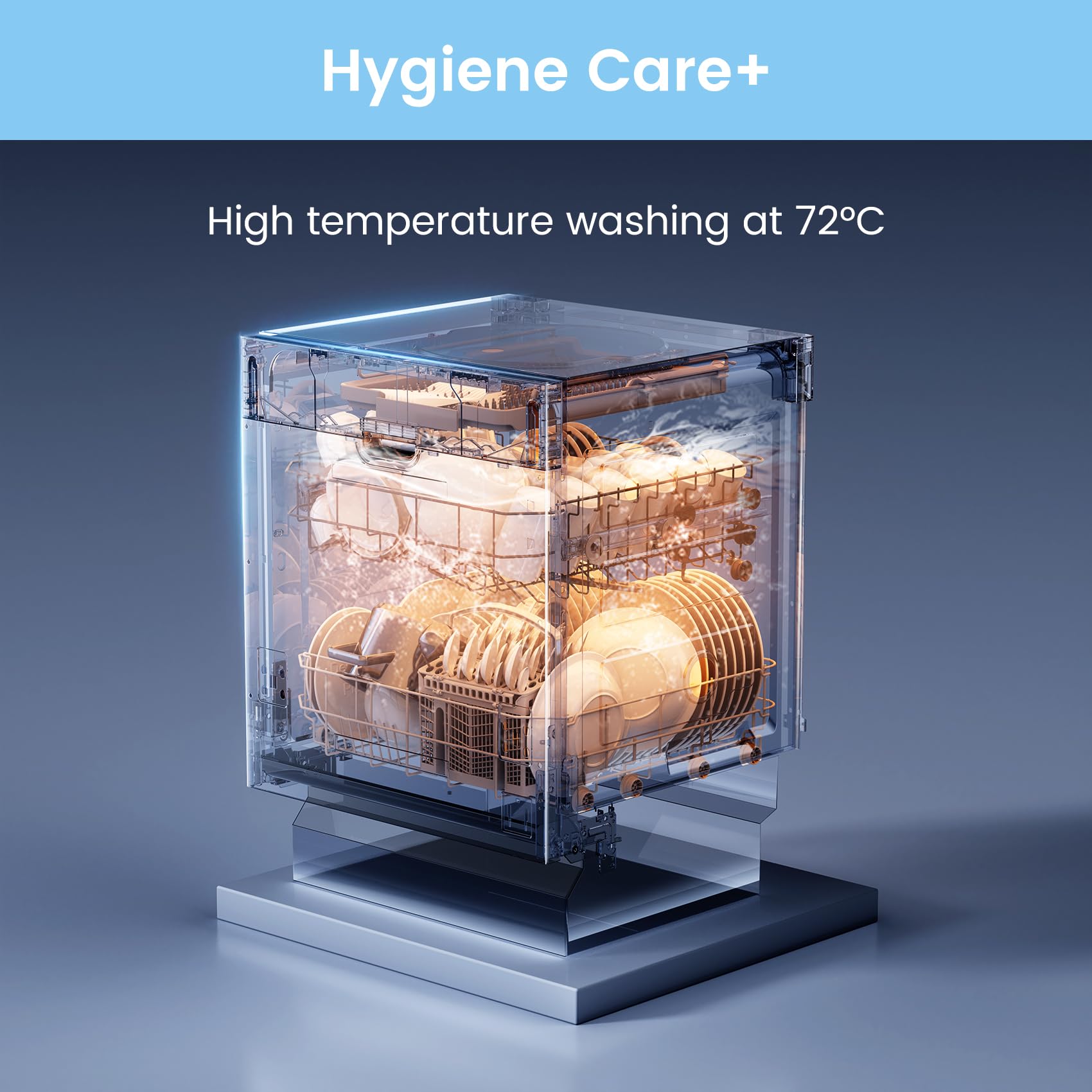 COMFEE' Fully Integrated Dishwasher with 14 Place Settings, Wi-Fi Connected, 47dB Low Noise, Built-in Dishwasher with Rapid Wash, Half-load, Auto Door Open Drying-CDWPF1415P-UK — view 10