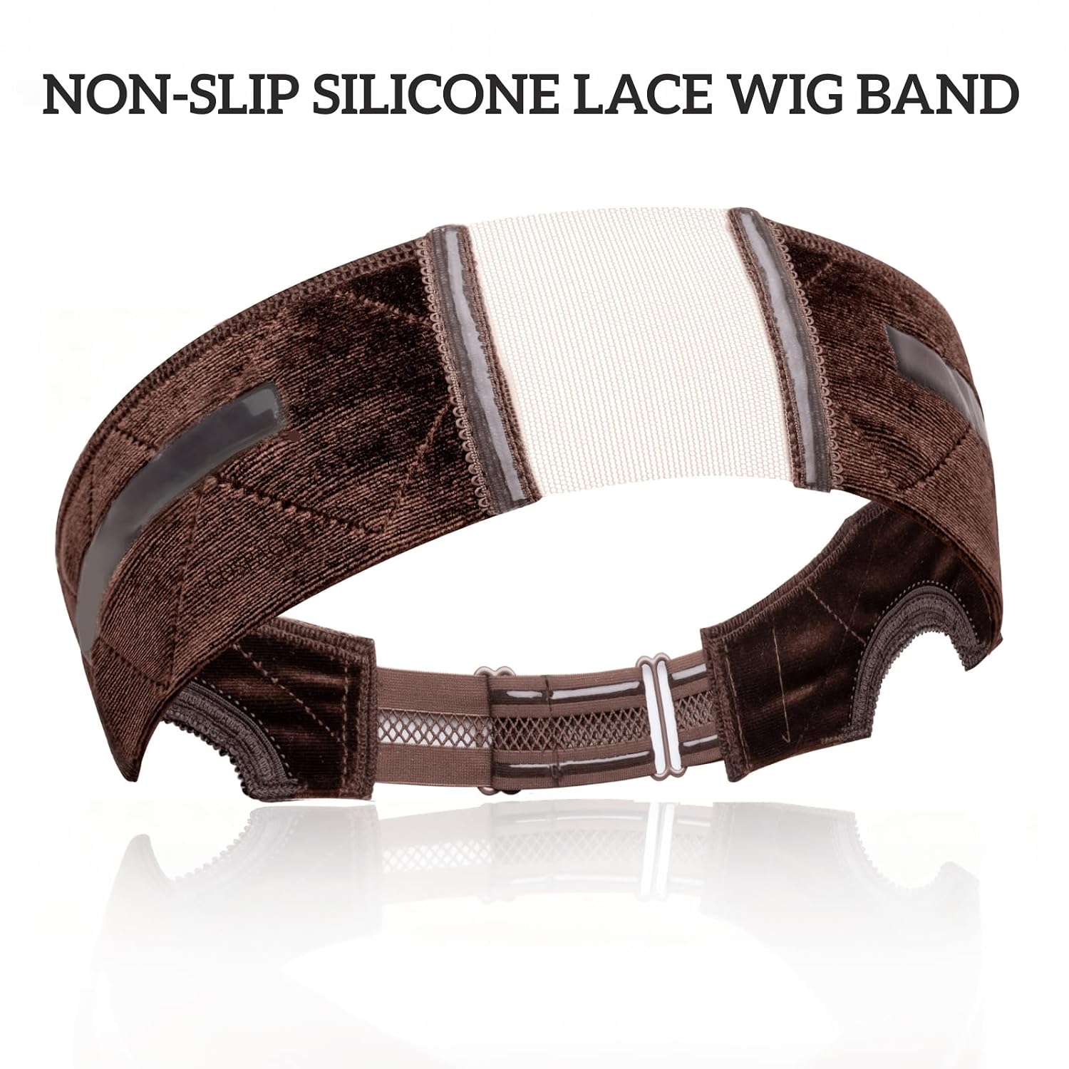 Cospack Wig Grip Band Women: Adjustable Silicone Non-Slip Wig Gripper with Middle Lace Part & Ear Cut Outs Secure Fit Breathable No-Headache for Wigs Chemo Cosplay Sports Daily Wear (Brown)