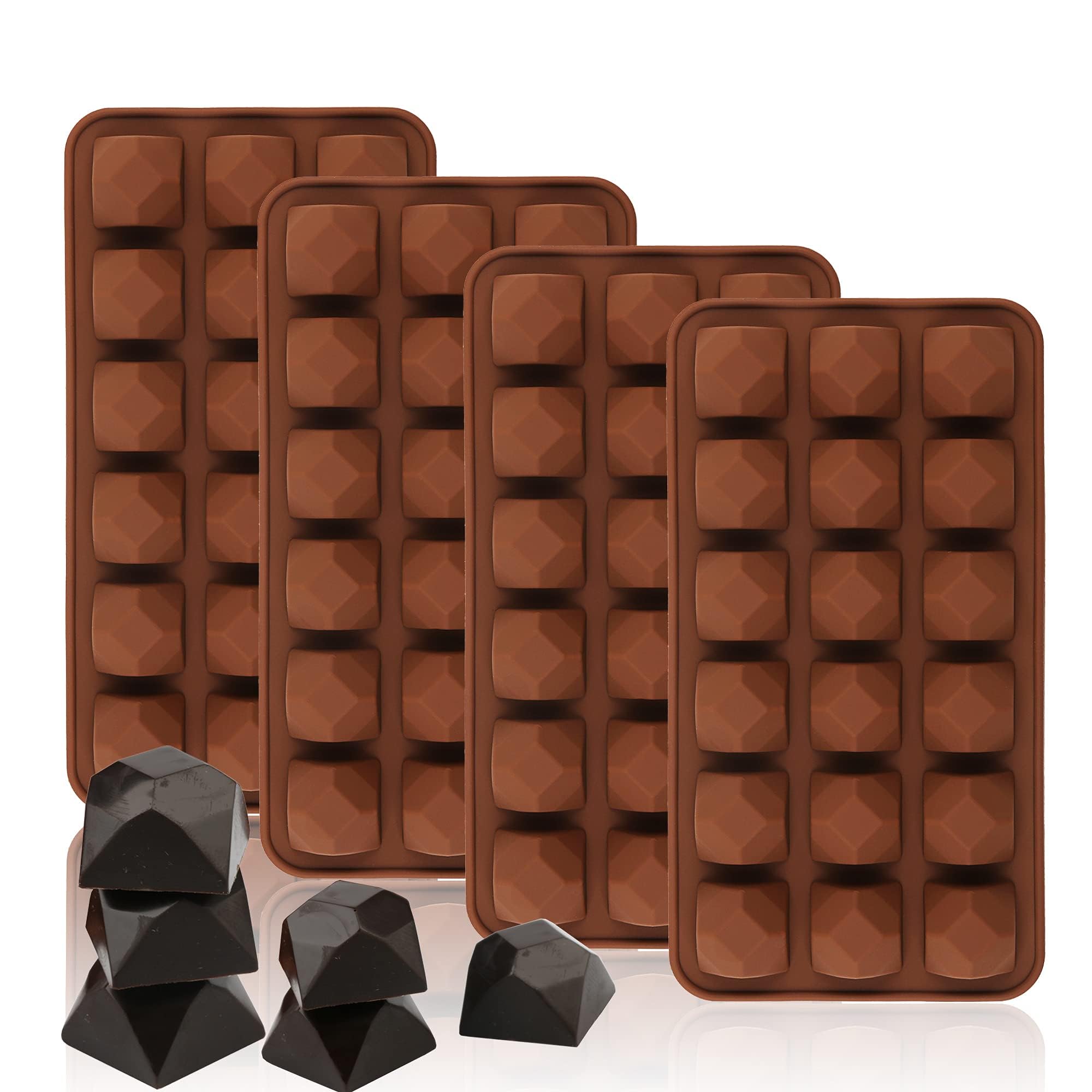 Chocolate Molds, 4 Pcs of Non Stick Silicone Chocolate Candy Molds, Food Grade Break Apart Chocolate Bar Mold Baking, Mini Chocolate Molds Silicone Trays for Cake Decorating (Style B)