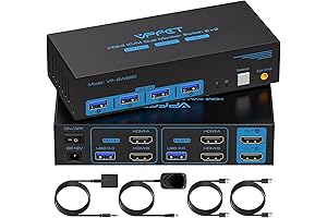 HDMI KVM Switch for Multiple Monitors and Computers with USB 3.0