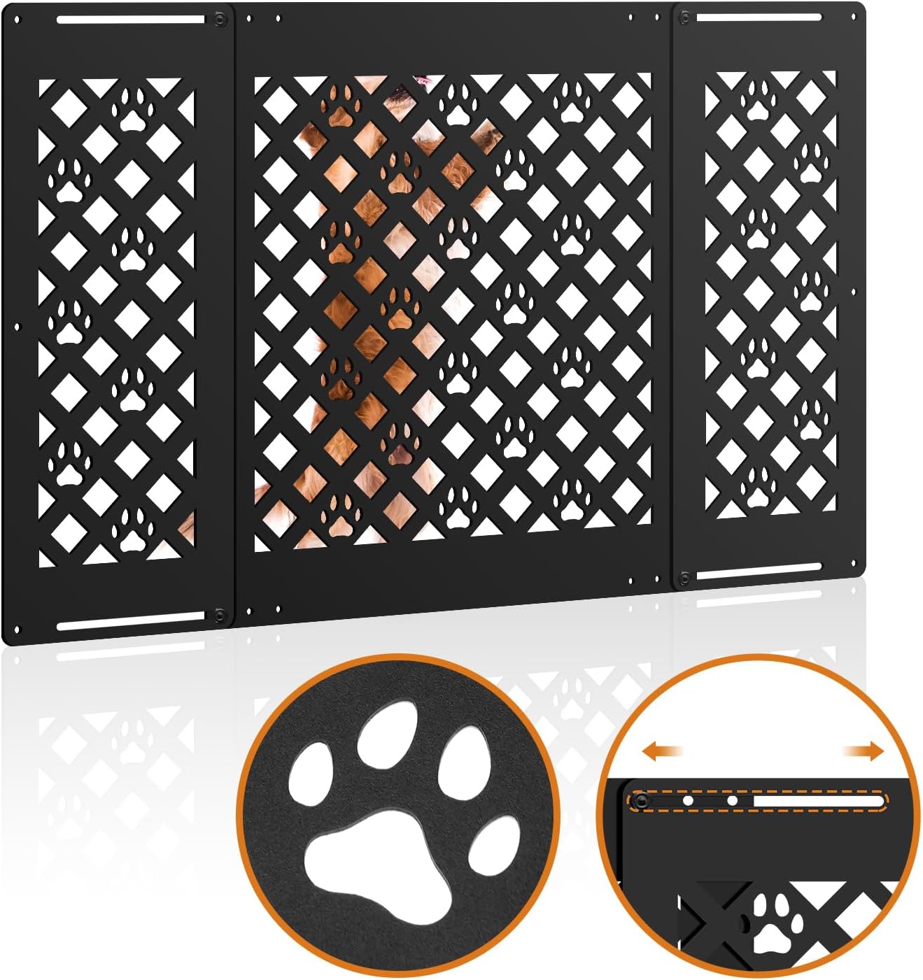 Adjustable RV Screen Door Protector — 21" - 31.5", Aluminum Alloy Camper Screen Door Protector for Dogs, Screen Defender for RV Door with Dog Paw Patterns