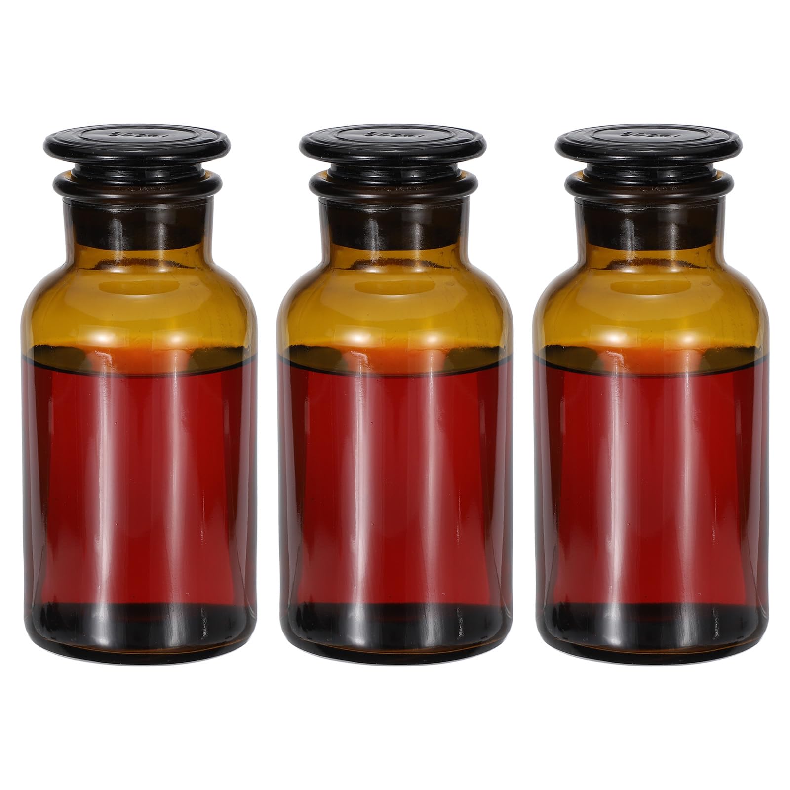 PATIKIL Bottiglia Da Reagente, 3 Pezzi 500ml Vetro Bocca Larga Bottiglia Da Reagente Per Conservazione Con Tappo In Vetro Smerigliato Per Laboratorio Acqua Reagenti Liquidi, Chimica.