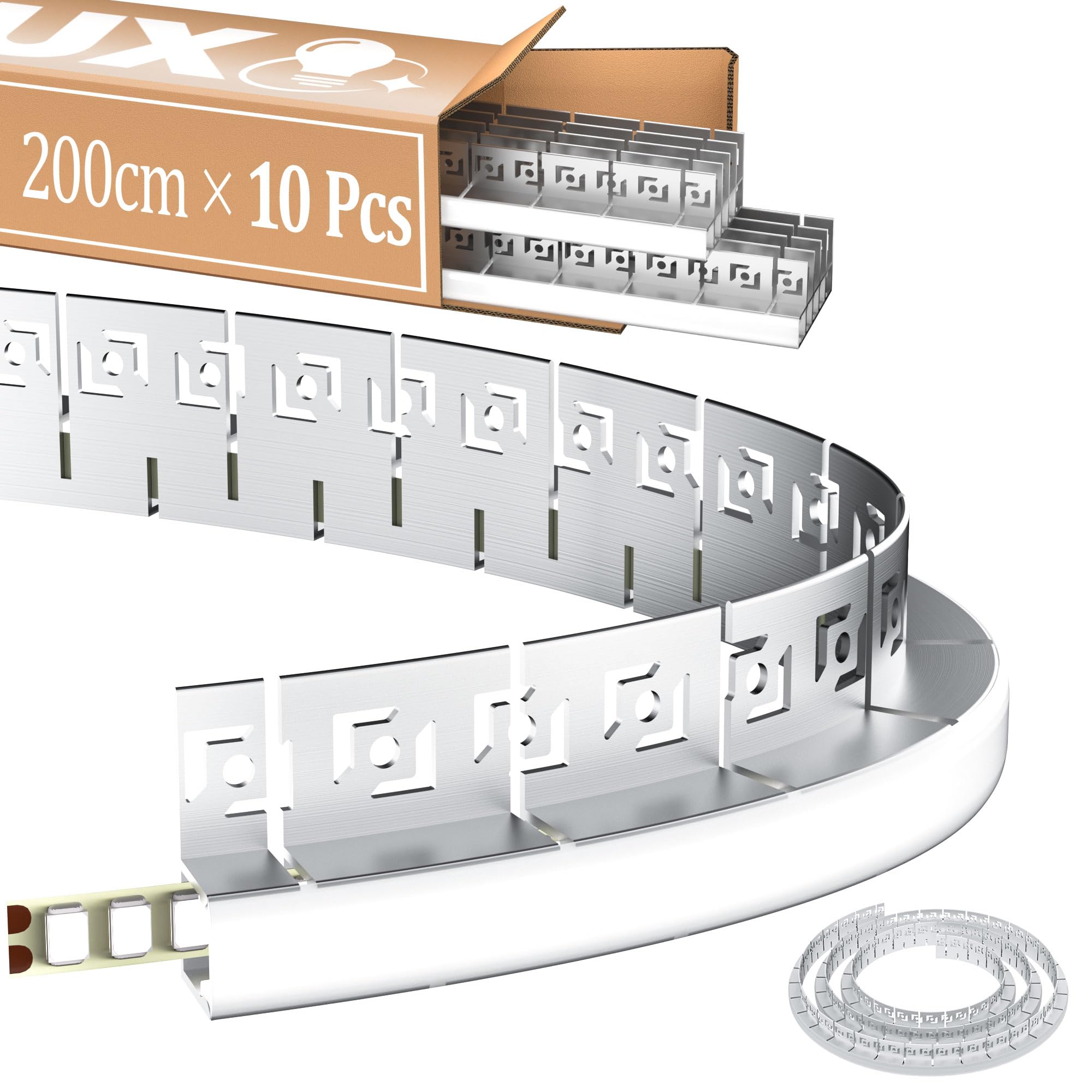 10×Perfil LED flexible 2 m (2000×40×12,5mm) — perfil aluminio tira LED compatible con tiras LED de hasta 18 mm, con difusor de silicona, fácil instalación, ideal para curvas y líneas rectas.