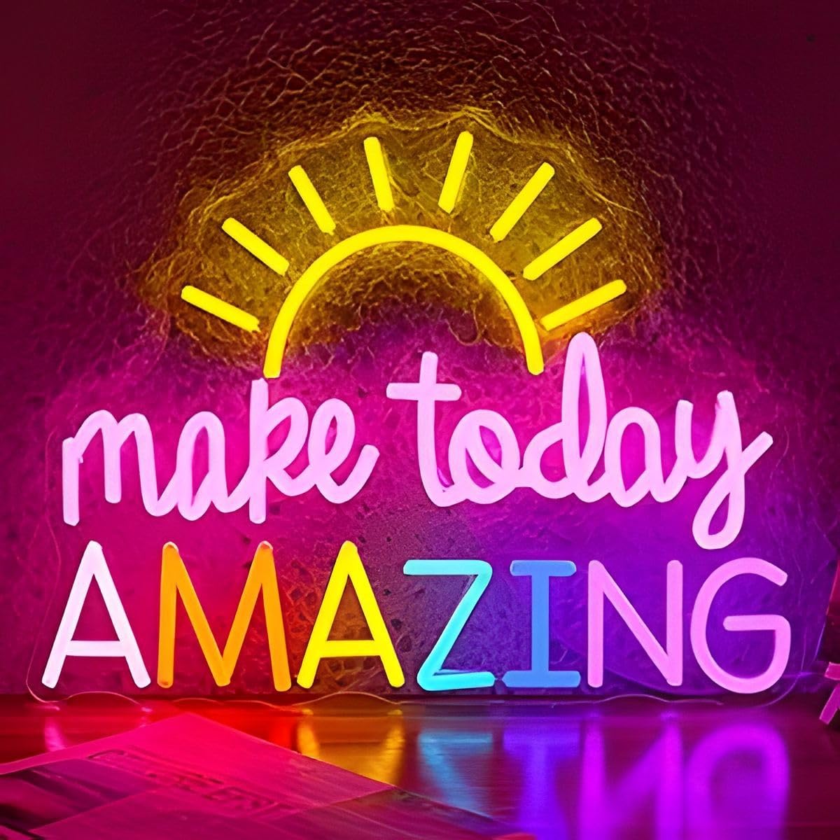 Letrero de neón personalizable con icono de amanecer, motivación matutina personalizable, decoración de pared LED para dormitorio, oficina en casa