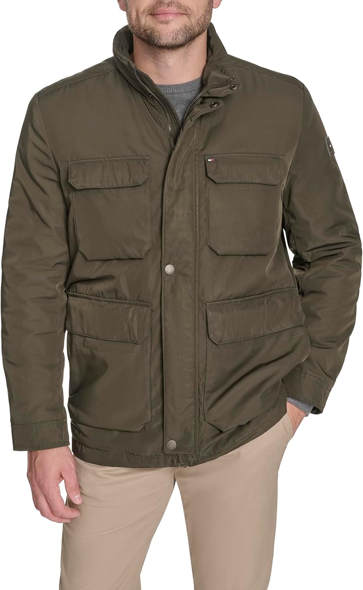 Tommy Hilfiger Men's Stand Collar Four-pocket Field Jacket