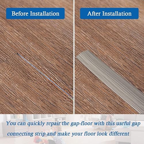 Miniatura 54 de Tira de transición de suelo, tiras autoadhesivas para suelos laminados, tira divisora plana de vinilo de 2 pulgadas de ancho, diseño elegante de Gris