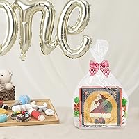 Vista 8 de Morepack Bolsas de celofán de fondo plano, 100 unidades, 10 x 4 x 14 pulgadas, bolsas de regalo de celofán de fondo plano transparente con lazos