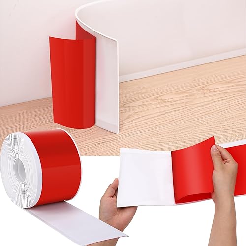 Frienda Base de pared de vinilo de 4 pulgadas x 100 pies, base de pared de vinilo autoadhesiva, base de pared de vinilo de goma autoadhesiva, color