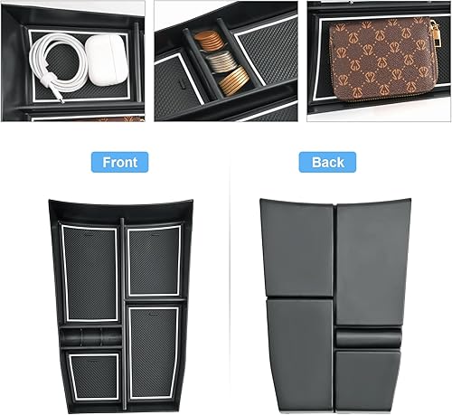 Miniatura 10 de Organizador de consola central inferior para Nissan Rogue 2021-2024 2025 (SSVSLPlatinumRock Creek), plástico ABS duradero y goma 2023 2024 Rogue