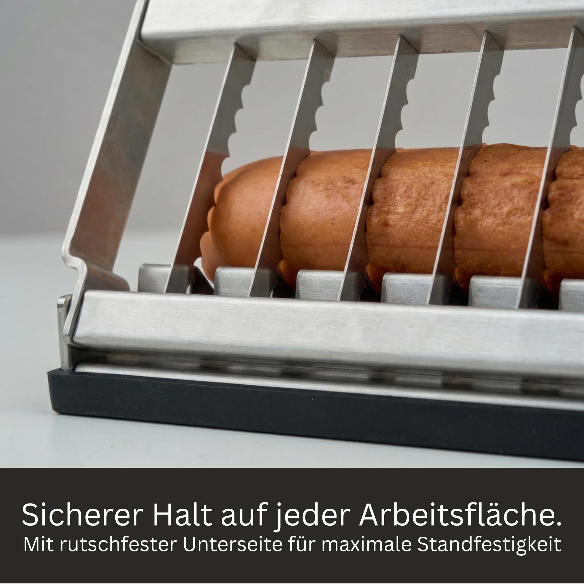 Coupe-saucisses manuel en acier inoxydable – Coupe-saucisse pour saucisse au curry parfait et saucisses bratwurst | Lames ultra tranchantes et nettoyage facile | Accessoire de cuisine et