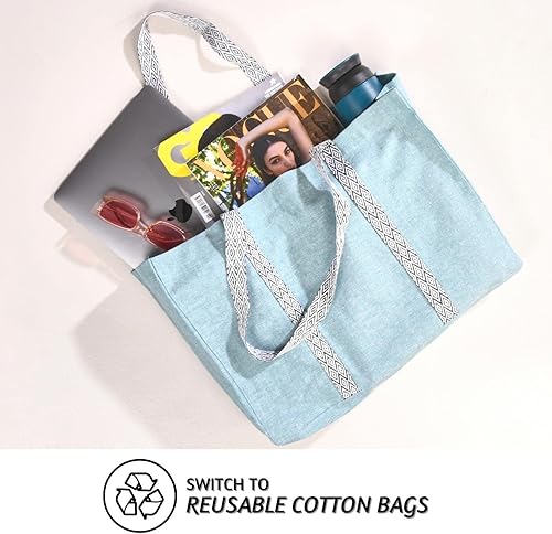 Miniatura 7 de Folkulture Bolso tote para mujer, lona, Verde salvia, Bolso tote