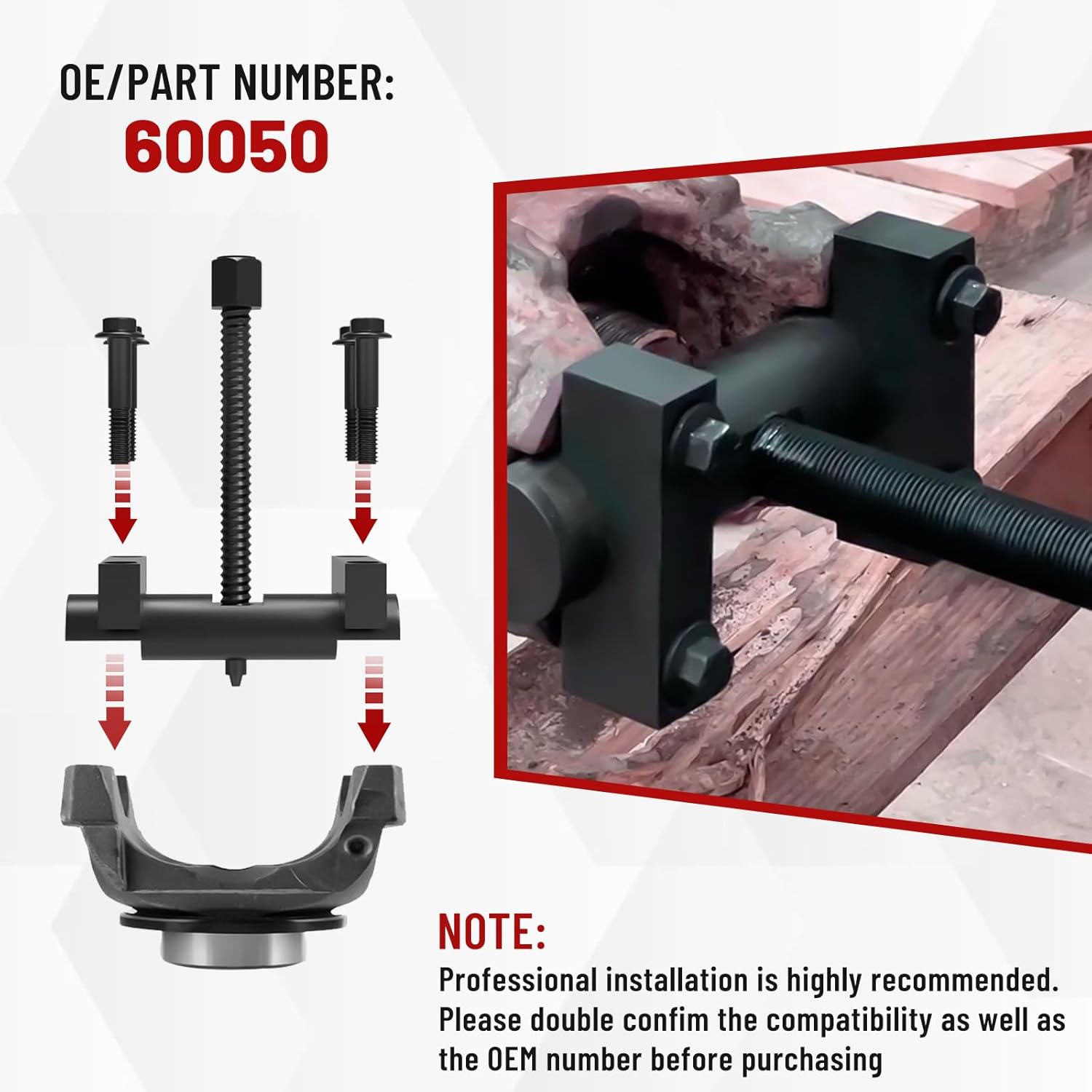 60050 Heavy Duty Yoke Puller, Heavy Duty Truck Yoke Removal Tool Compatible with Spicer & Meritor 1610, 1710, 1760, 1810 Series, for Class 6-8 Trucks and Equipment