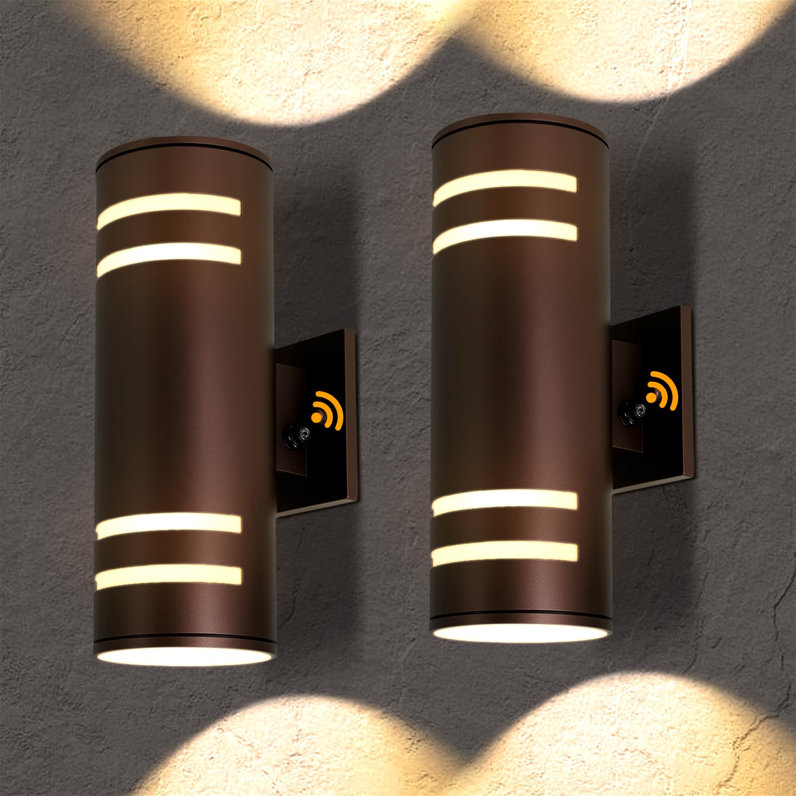 Outdoor Wall Lights 2 Pack, Dusk to Dawn Sensor, E26 Bulbs Included