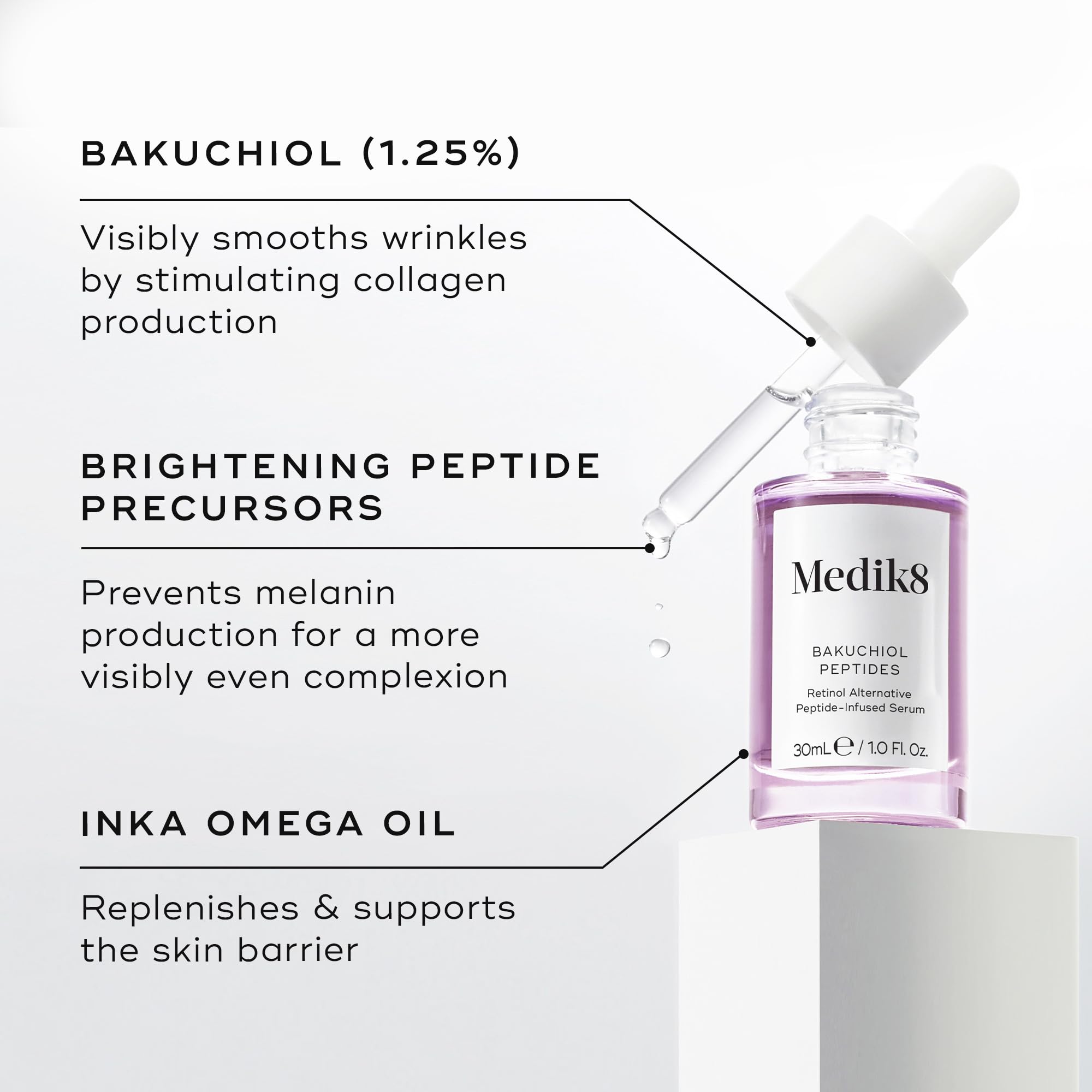 Medik8 Bakuchiol Peptides - Retinol Alternative Peptide-Infused Serum - 1.25% Bakuchiol - Plant-Based Retinol Alternative - 30ml - Image 3