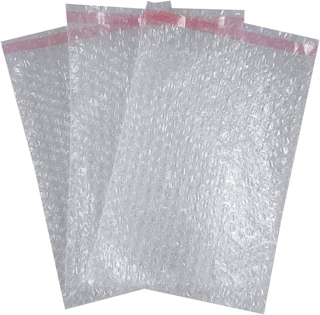 Bubble Pouches Self Seal Bubble Pouches Clear Bubble Wrap Peel And Seal Strip 30mm Lip Clear Pouches Self Seal Envelop 180mm x 235mm (7''x9.25'') - 25-300 Pouches HTUK (50)
