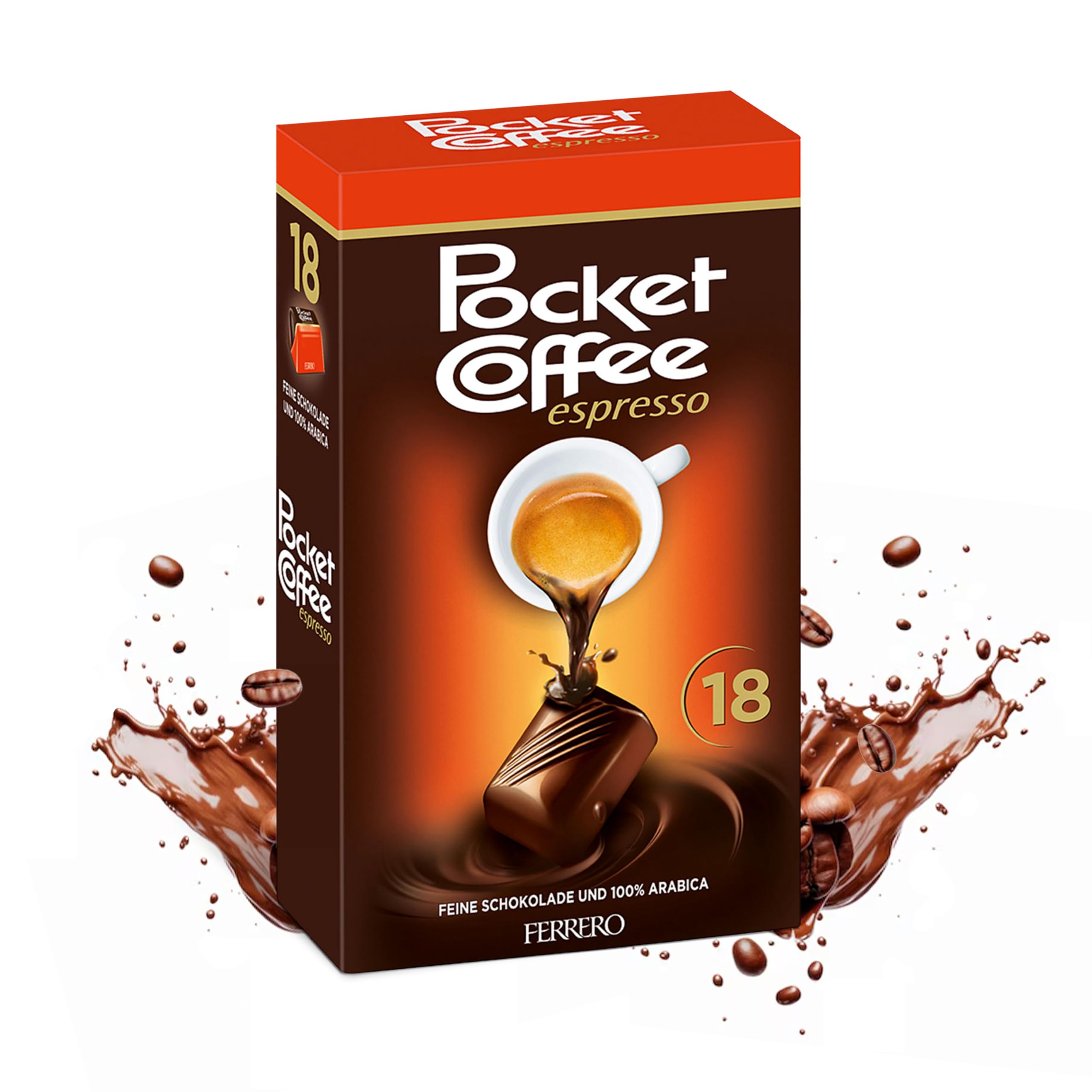 Pocket Coffee Espresso – 3 packs of 18 sweets (3 x 225g) – Chocolate filled with coffee – German sweets with 100% Arabica espresso – Ideal for on the go – An instant coffee & sweet treat with caffeine