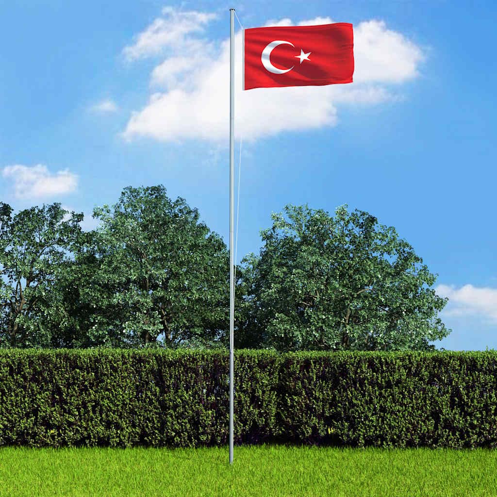 QUAHEAS Turkey Flag 90 x 150 cm Polyester with Brass Eyelets Weatherproof for Garden Balcony Patio Party and Outdoor Use Includes Reinforced Edges and Double Stitching