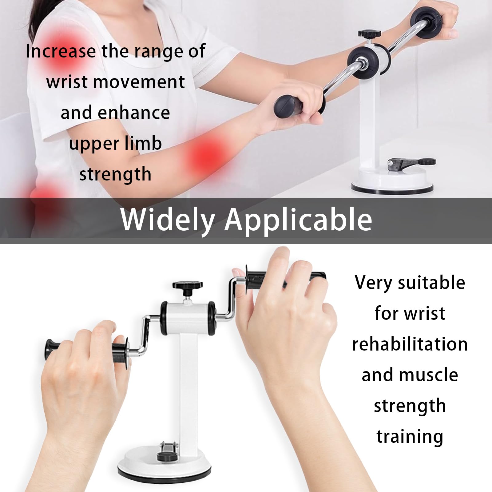 Appareil d'exercice Portable pour Les Bras, Équipement d'exercice d'aide à la Rééducation des Bras Résistance Réglable avec Ventouse Puissante Mini Vélo D'appartement pour Seniors