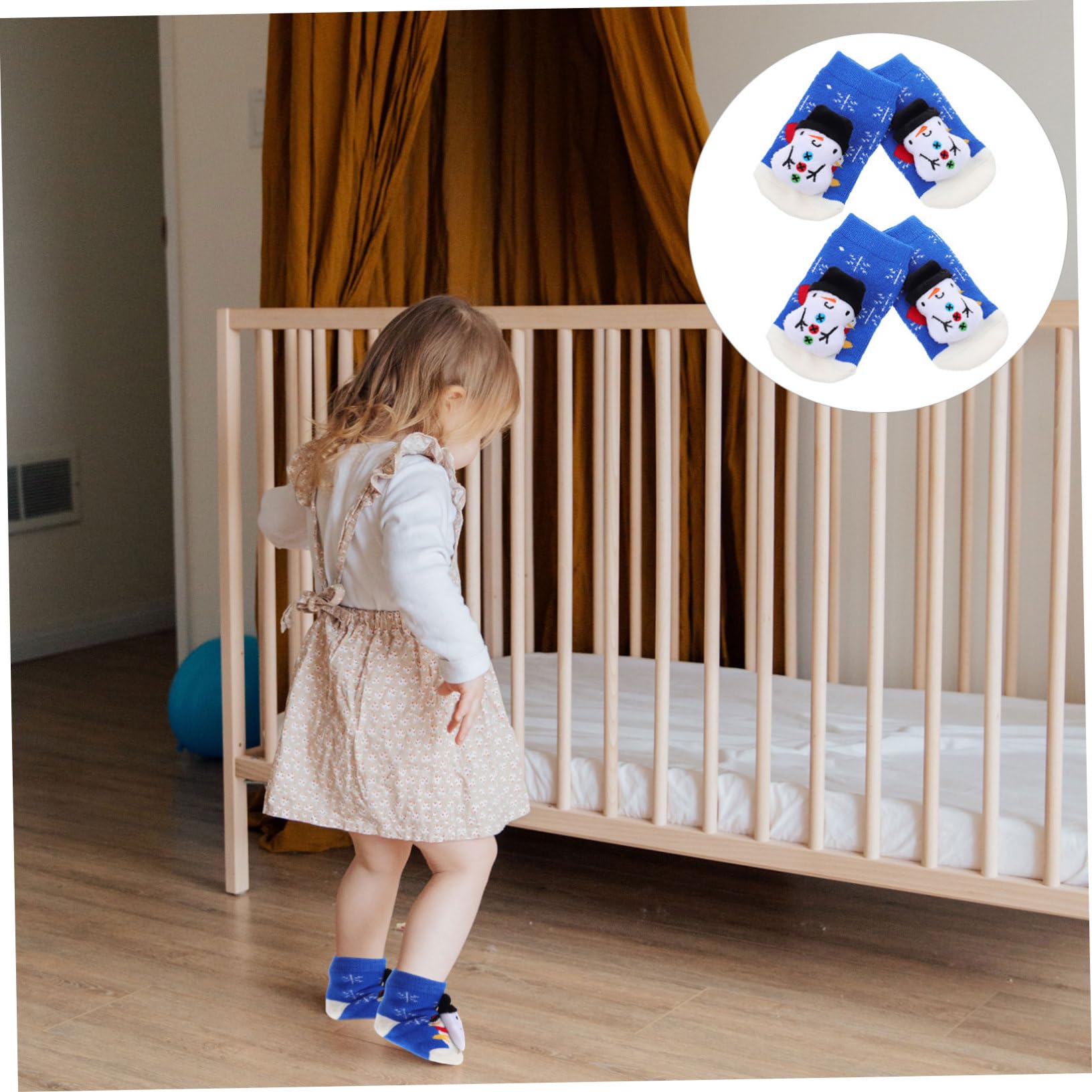 NOLITOY Cute Baby Socks 2 Pairs Christmas Themed Boys and Girls Socks Soft Cotton Warm Keeping Easy to Put on Perfect Christmas Present for Boys and Girls