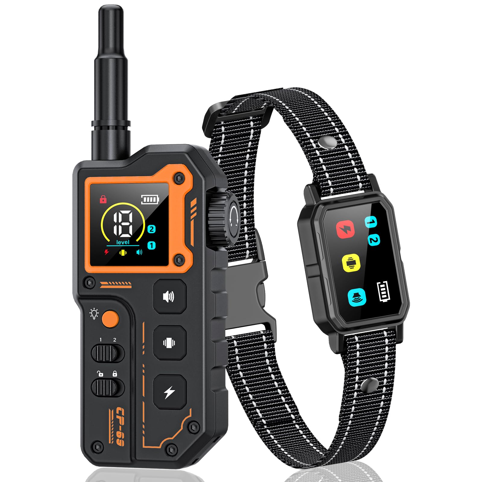 Collier de Dressage pour Chien, Portée 3000 Mètres, Collier Électrique pour Chien avec Télécommande, 4 Modes Lumières/Son/Vibration/Choc, Résistant à l'eau IP67, Adapté Aux Chiens de Petits et Grands