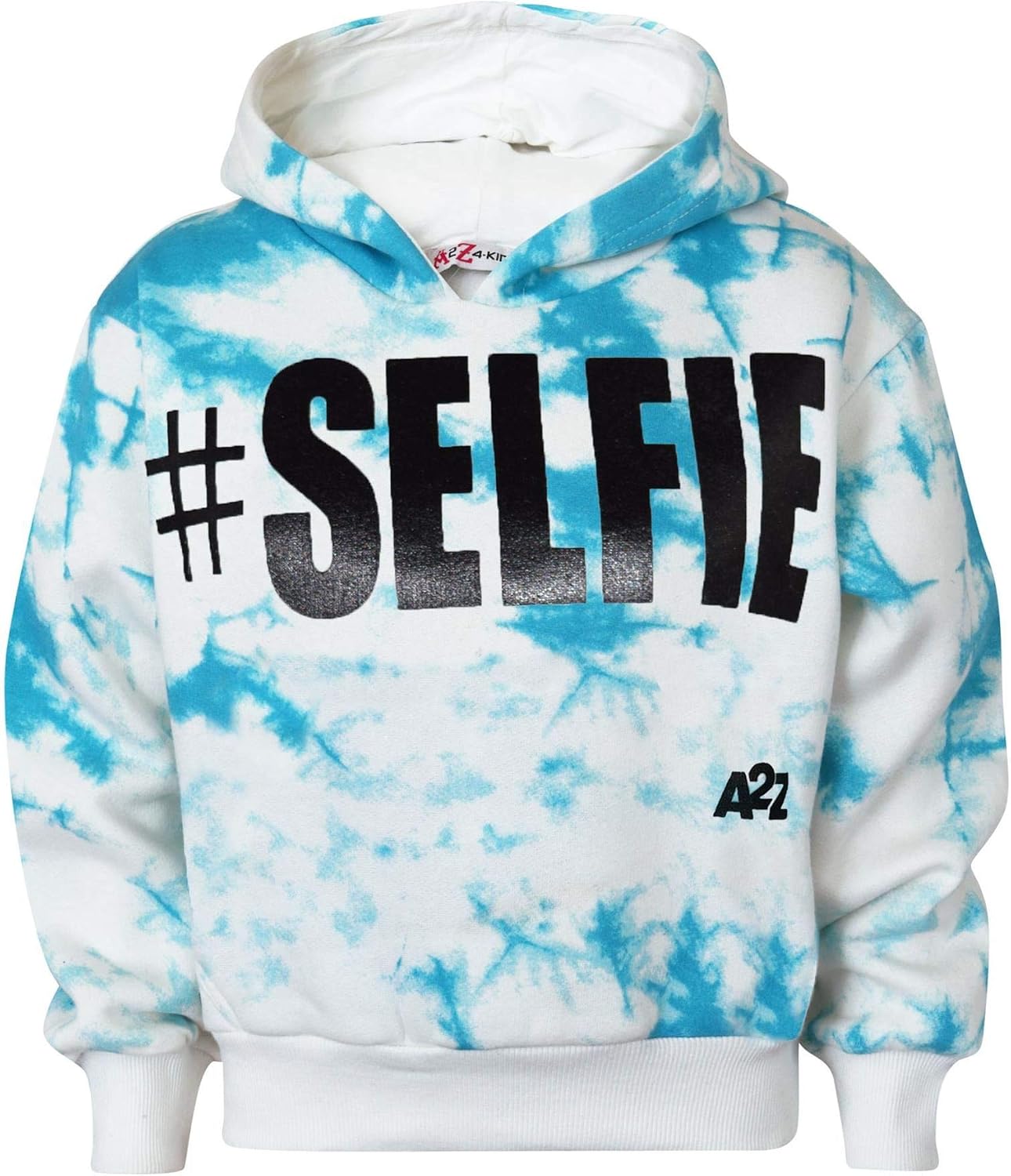Kids #SELFIE Tie Dye Blue Tracksuit Crop Hoodie Sweatpants Co-ord Set Girls 5-13